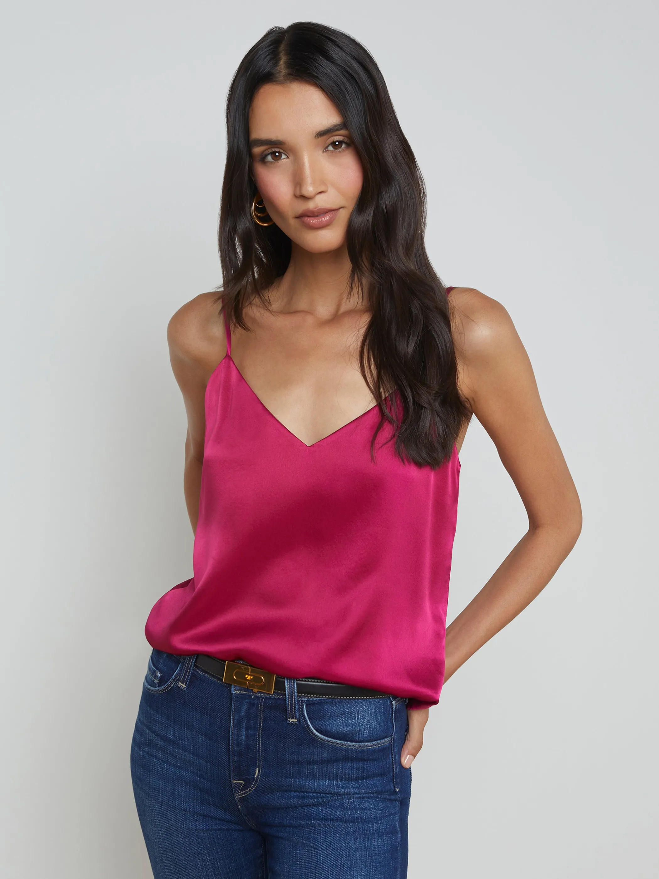 Camisoles & Tanks | Blouses & Tops*L'AGENCE JANE SILK CAMISOLE Ruby