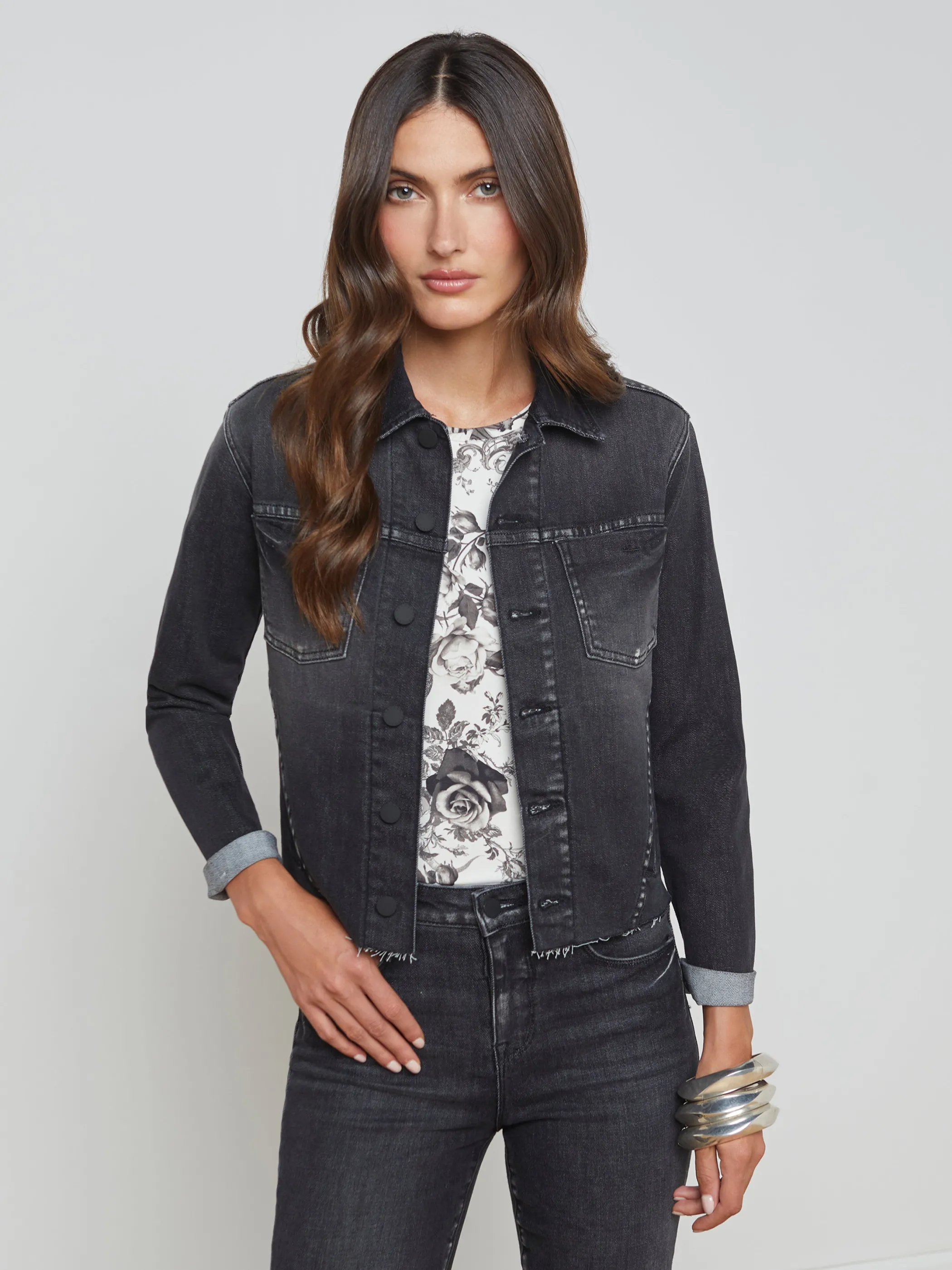 Denim Jackets | Blazers & Jackets*L'AGENCE JANELLE DENIM JACKET Obsidian