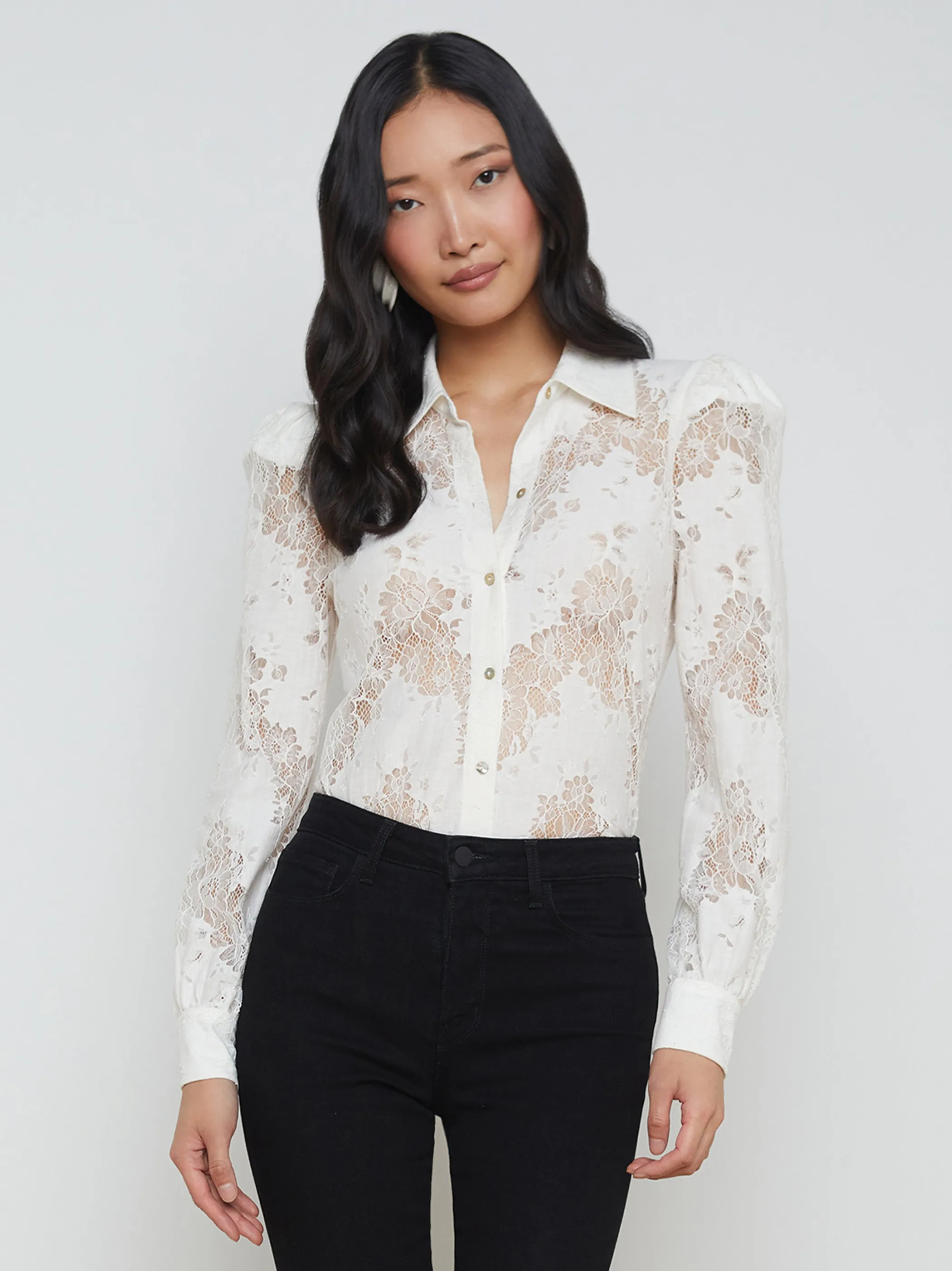 Blouses & Tops*L'AGENCE JENICA LACE BLOUSE LaceIvory