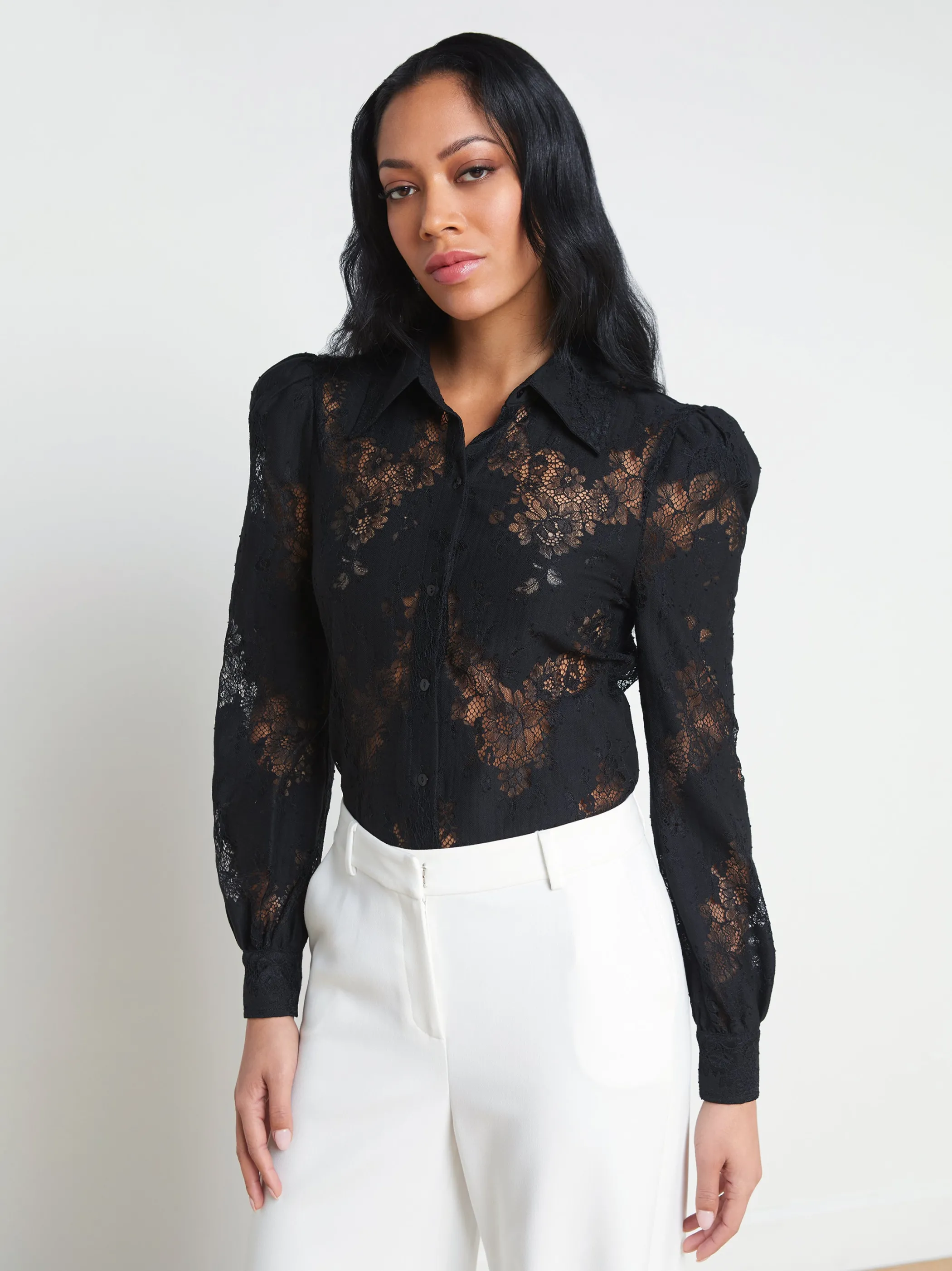 Blouses & Tops*L'AGENCE JENICA LACE BLOUSE Black