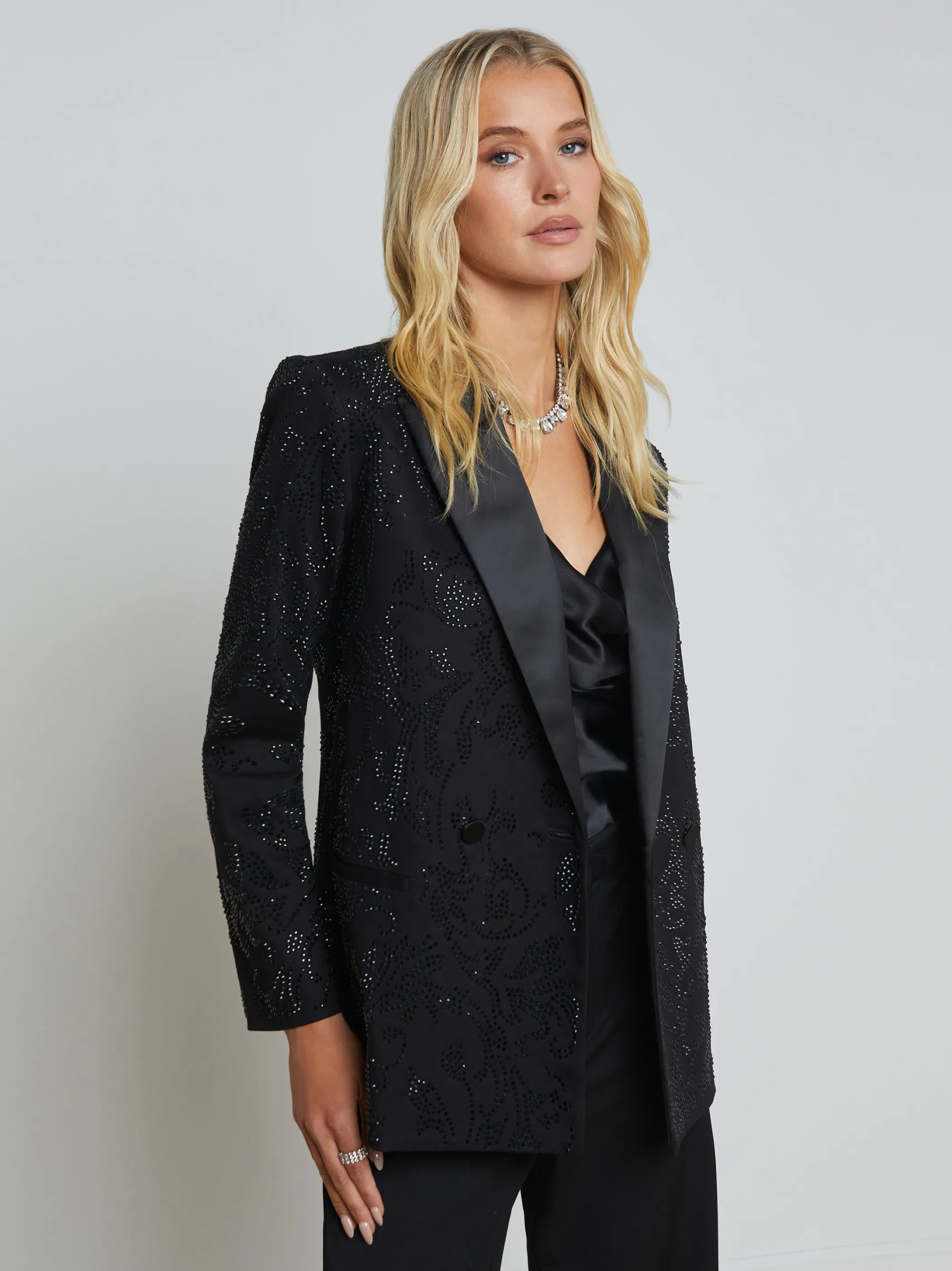 Blazers & Jackets*L'AGENCE JERICHO RHINESTONE BLAZER BlackCrystal