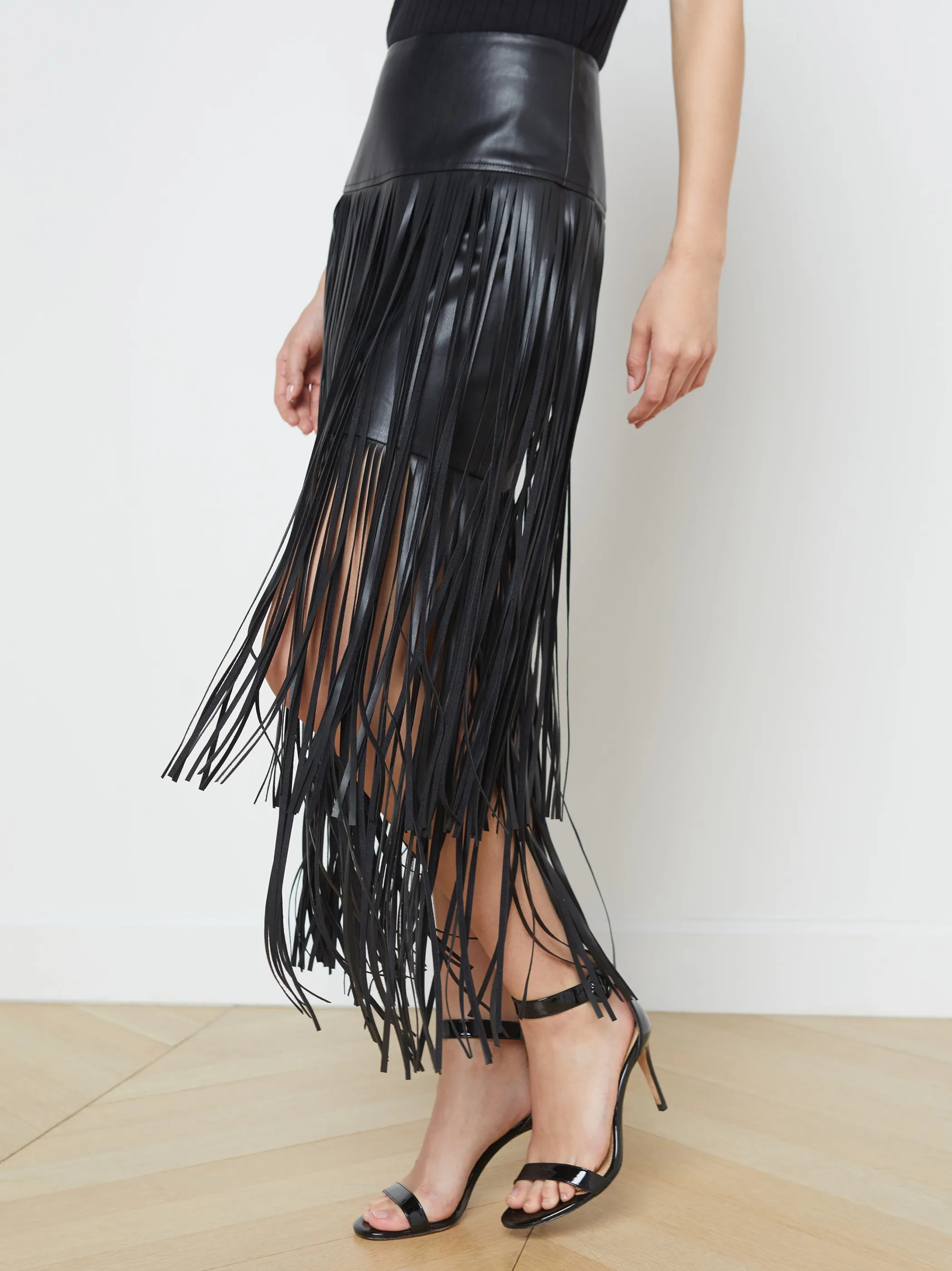 Skirts*L'AGENCE KAROLINA FRINGE SKIRT Black