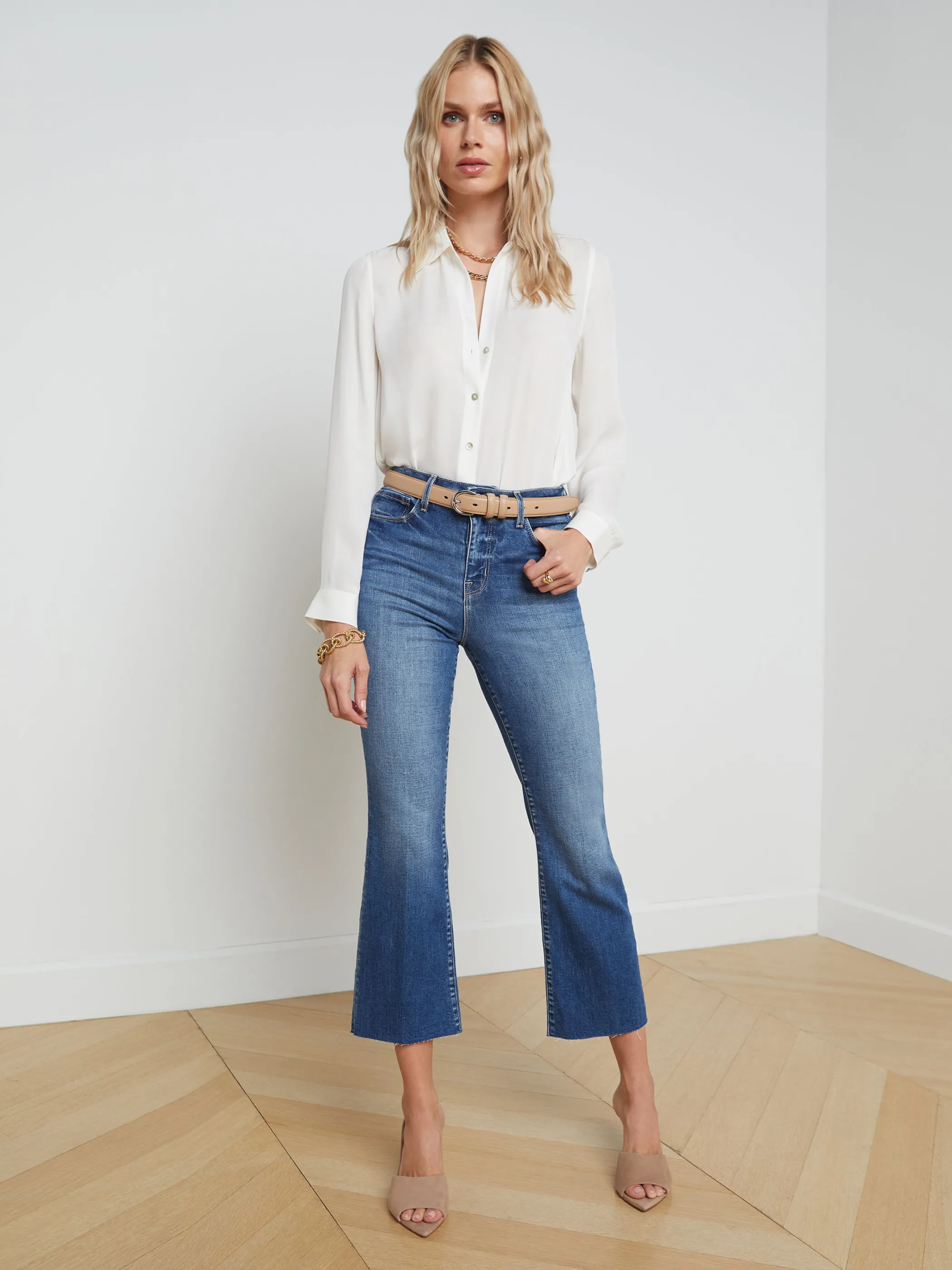 Aged Denim*L'AGENCE KENDRA CROPPED FLARE JEAN Cambridge