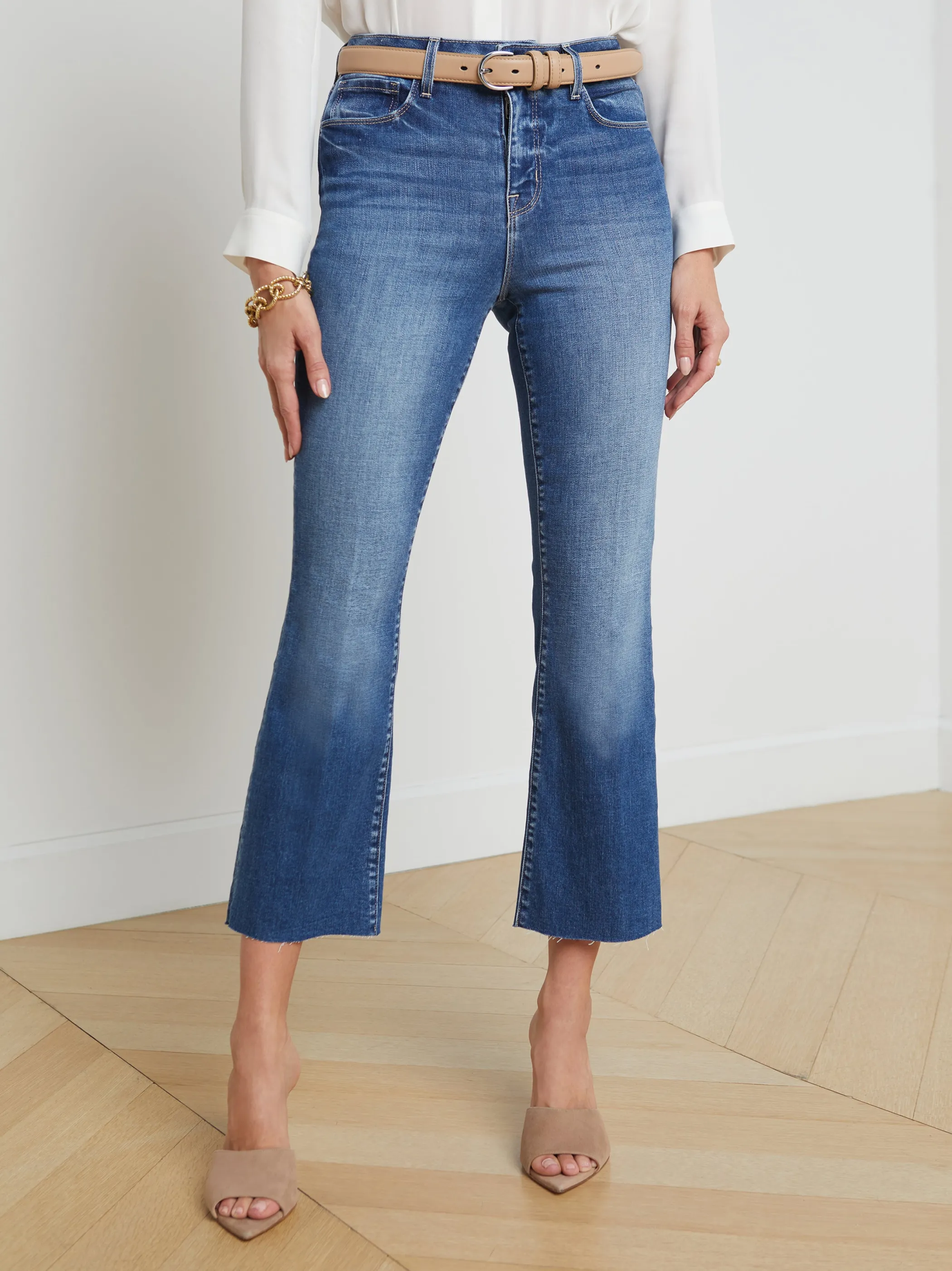 Aged Denim*L'AGENCE KENDRA CROPPED FLARE JEAN Cambridge