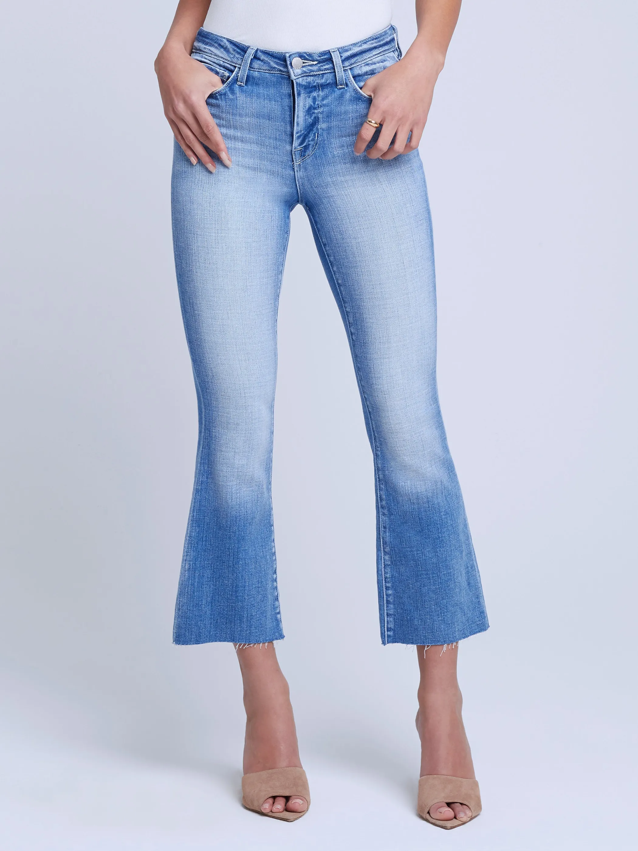 Aged Denim*L'AGENCE KENDRA CROPPED FLARE JEAN Balboa