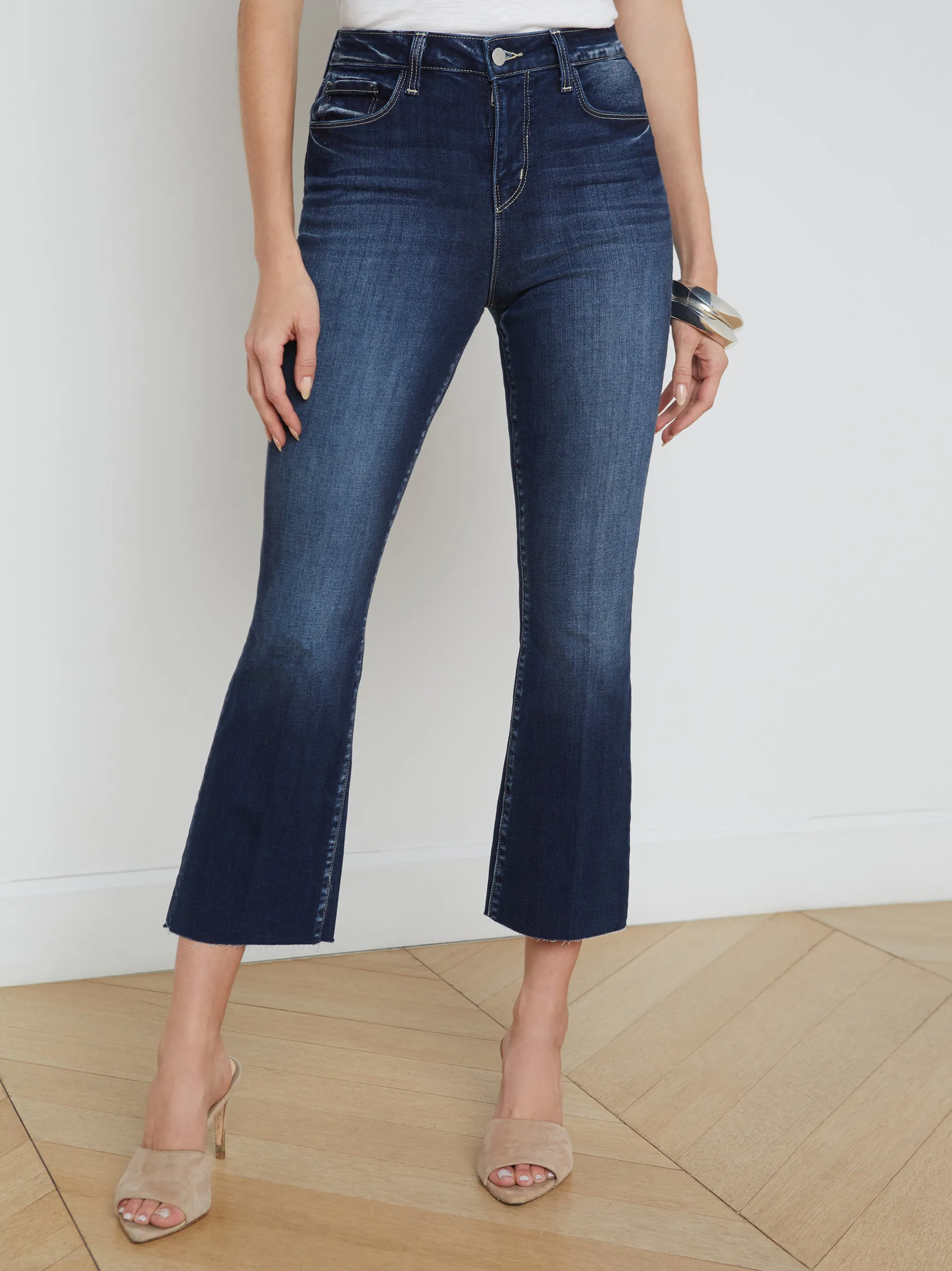 Aged Denim*L'AGENCE KENDRA CROPPED FLARE JEAN Columbia