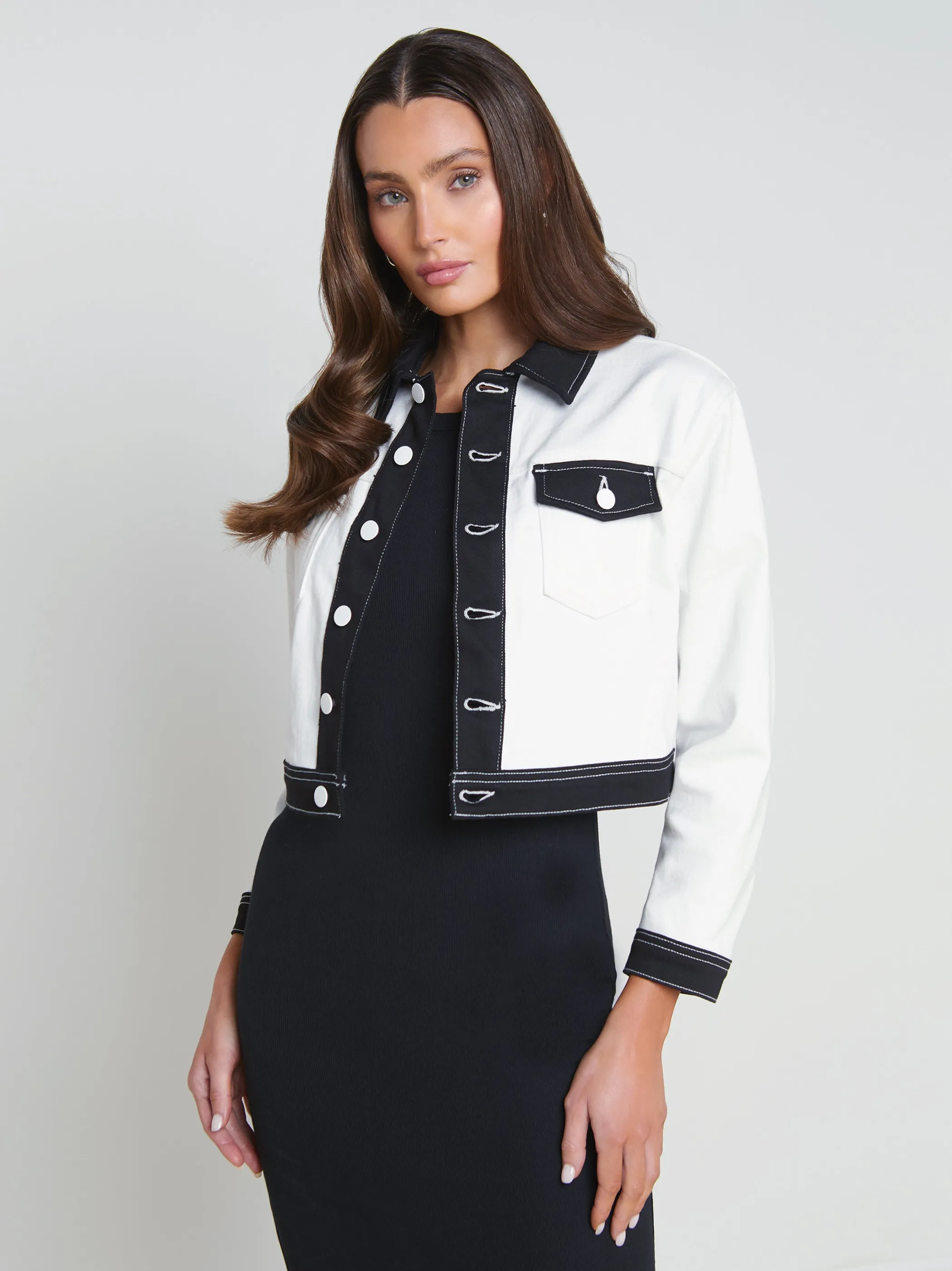 Denim Jackets | Blazers & Jackets*L'AGENCE KODA CONTRAST DENIM JACKET White/Black