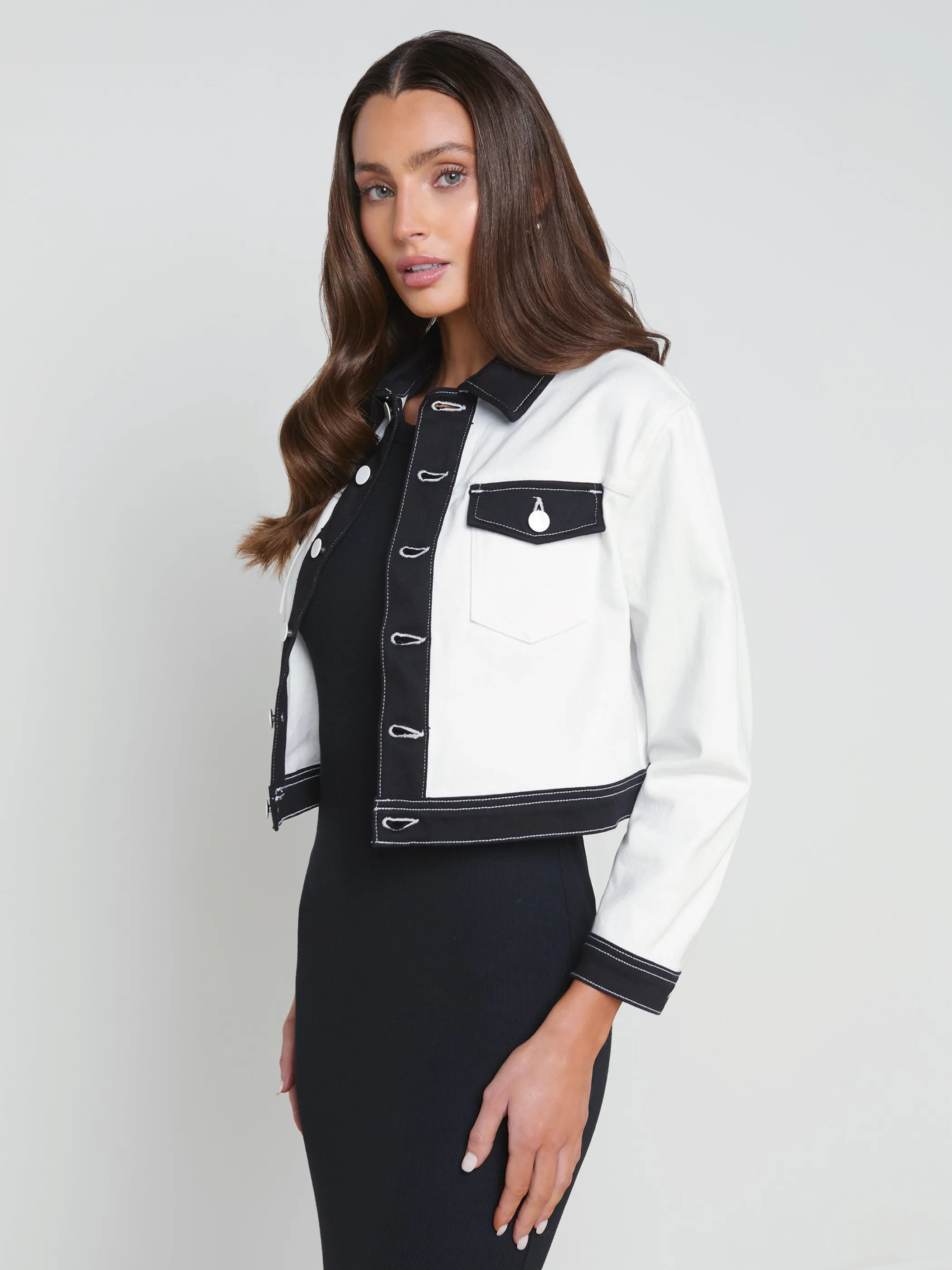 Denim Jackets | Blazers & Jackets*L'AGENCE KODA CONTRAST DENIM JACKET White/Black