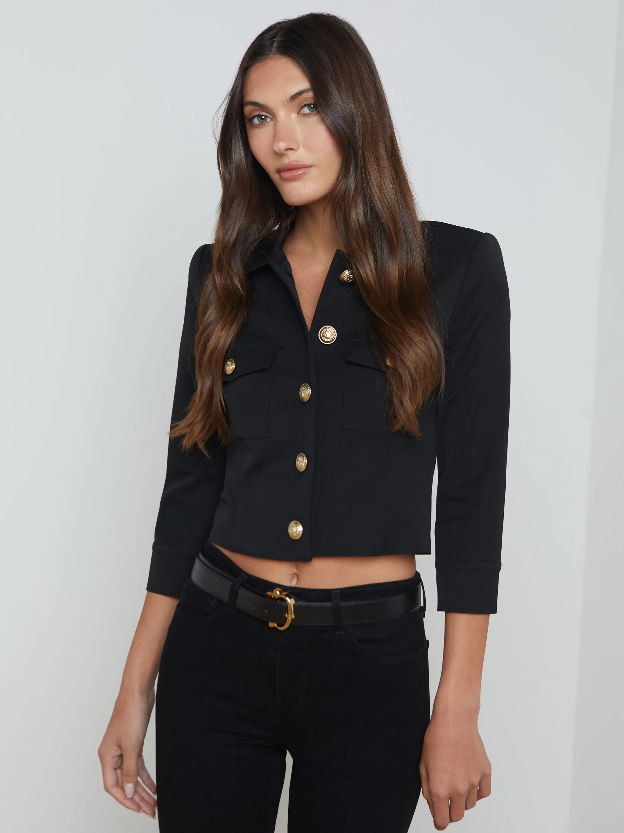 Matching Sets | Blazers & Jackets*L'AGENCE KUMI CROPPED JACKET Black