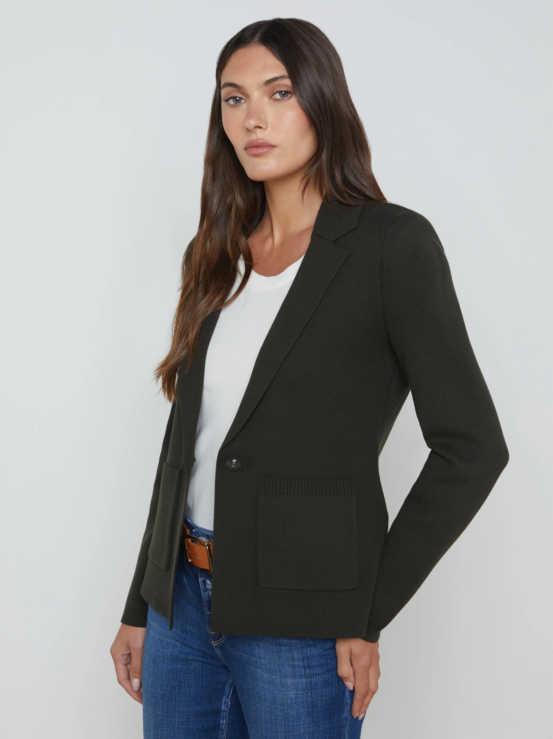 Blazers & Jackets | Knitwear*L'AGENCE LACEY KNIT BLAZER DeepOlive