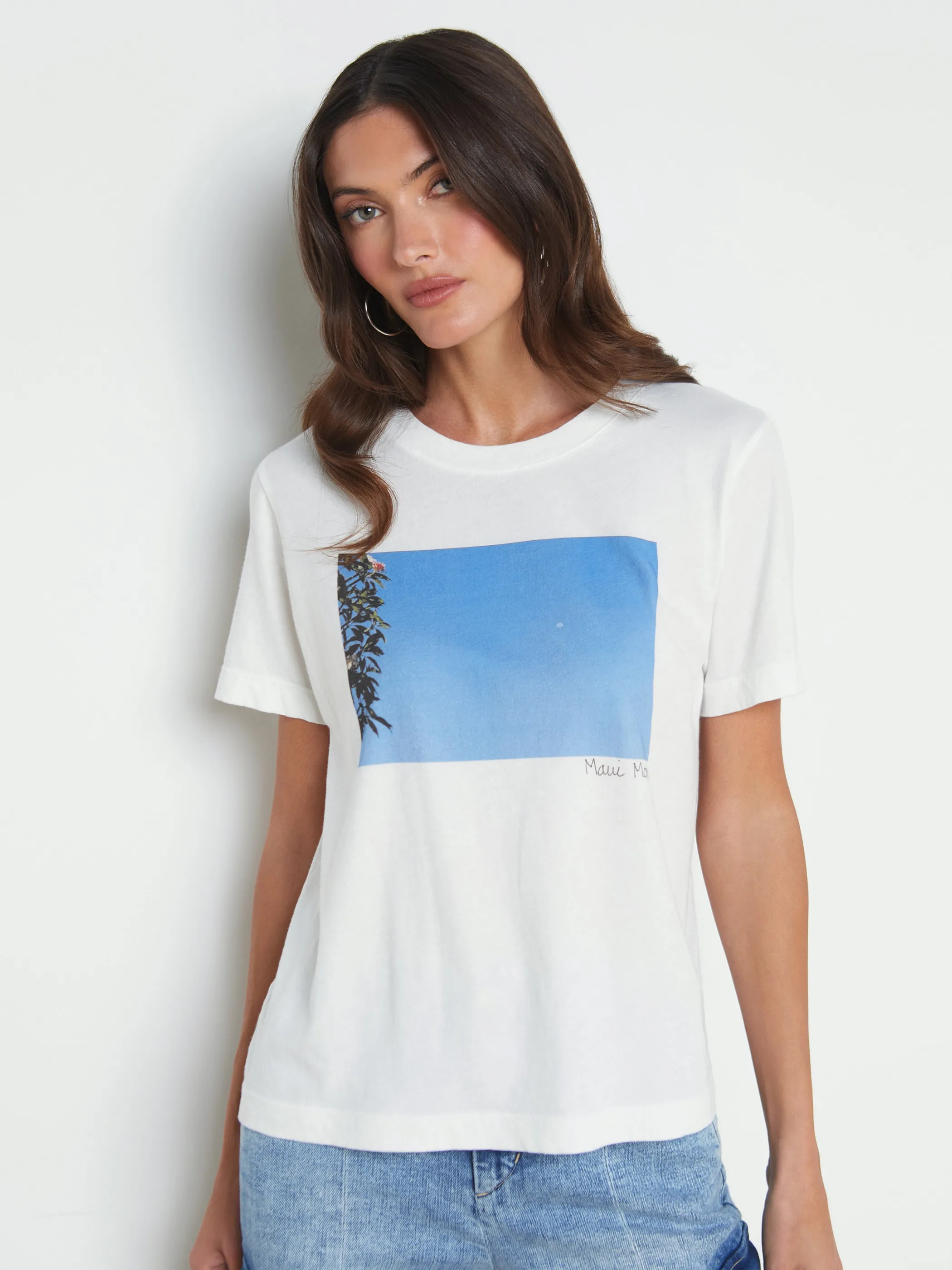 Tees*L'AGENCE LEILANI MAUI MOON TEE White