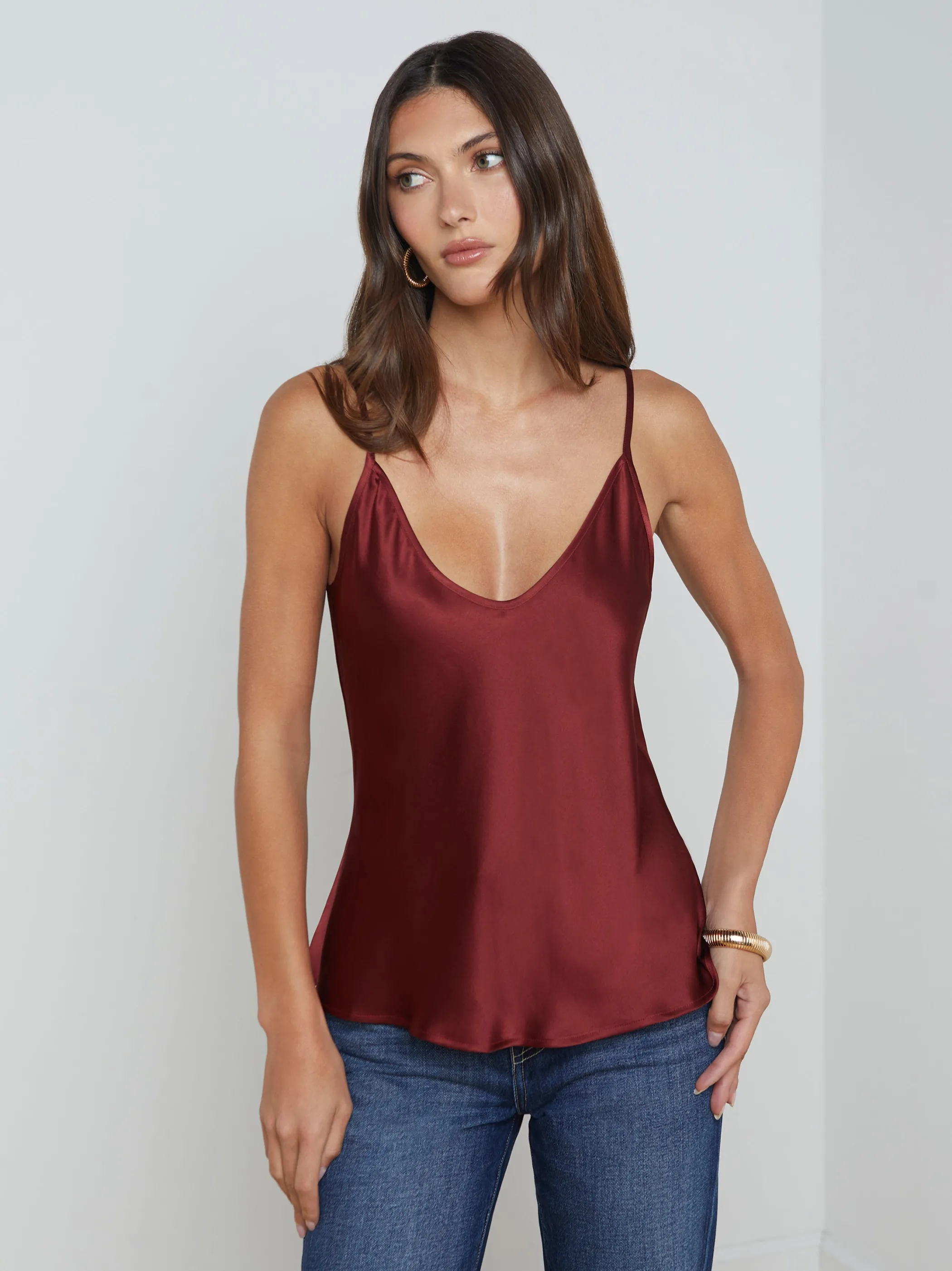 Camisoles & Tanks | Blouses & Tops*L'AGENCE LEXI SILK CAMISOLE Syrah