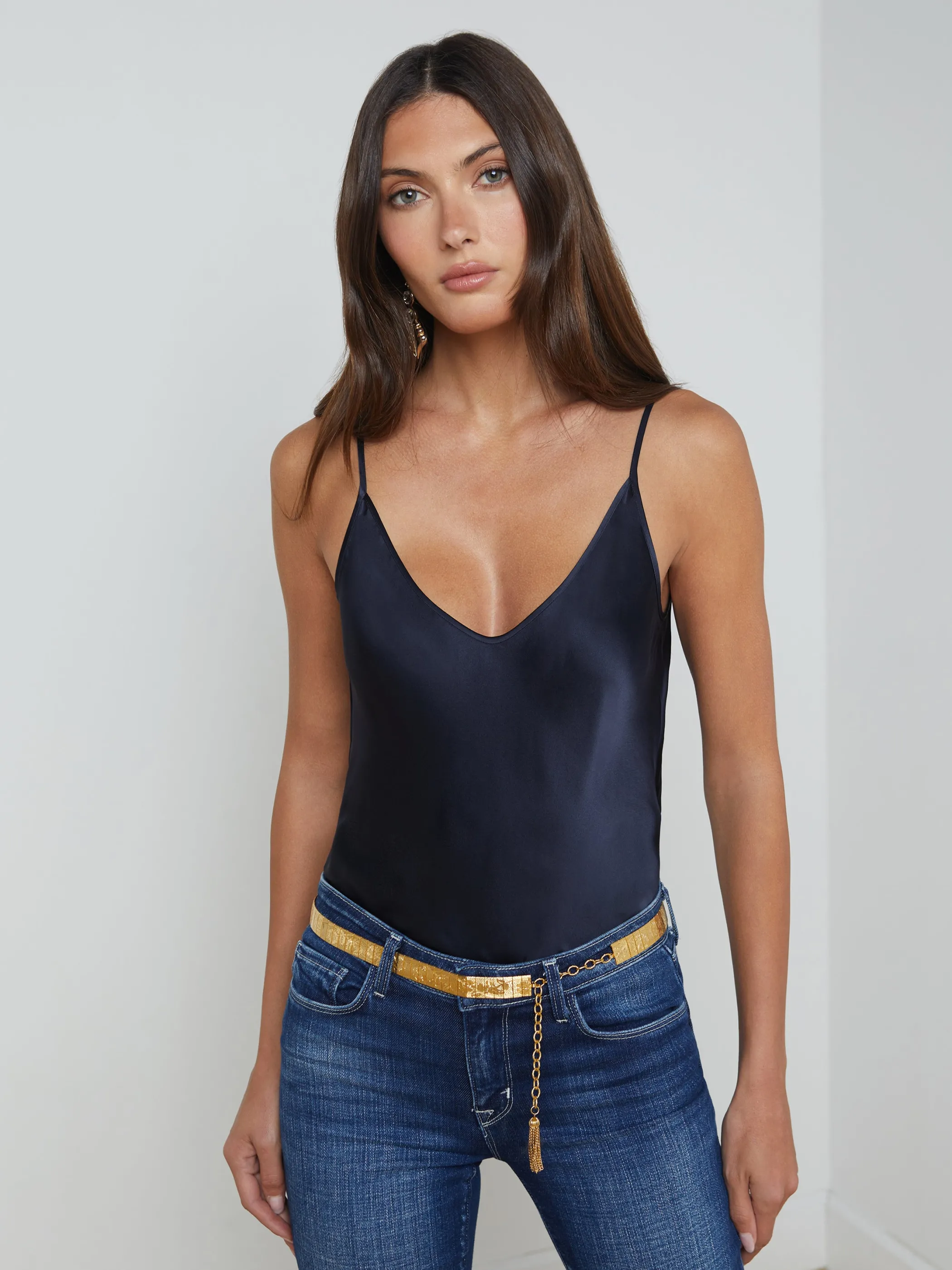 Camisoles & Tanks*L'AGENCE LEXI SILK CAMISOLE Midnight