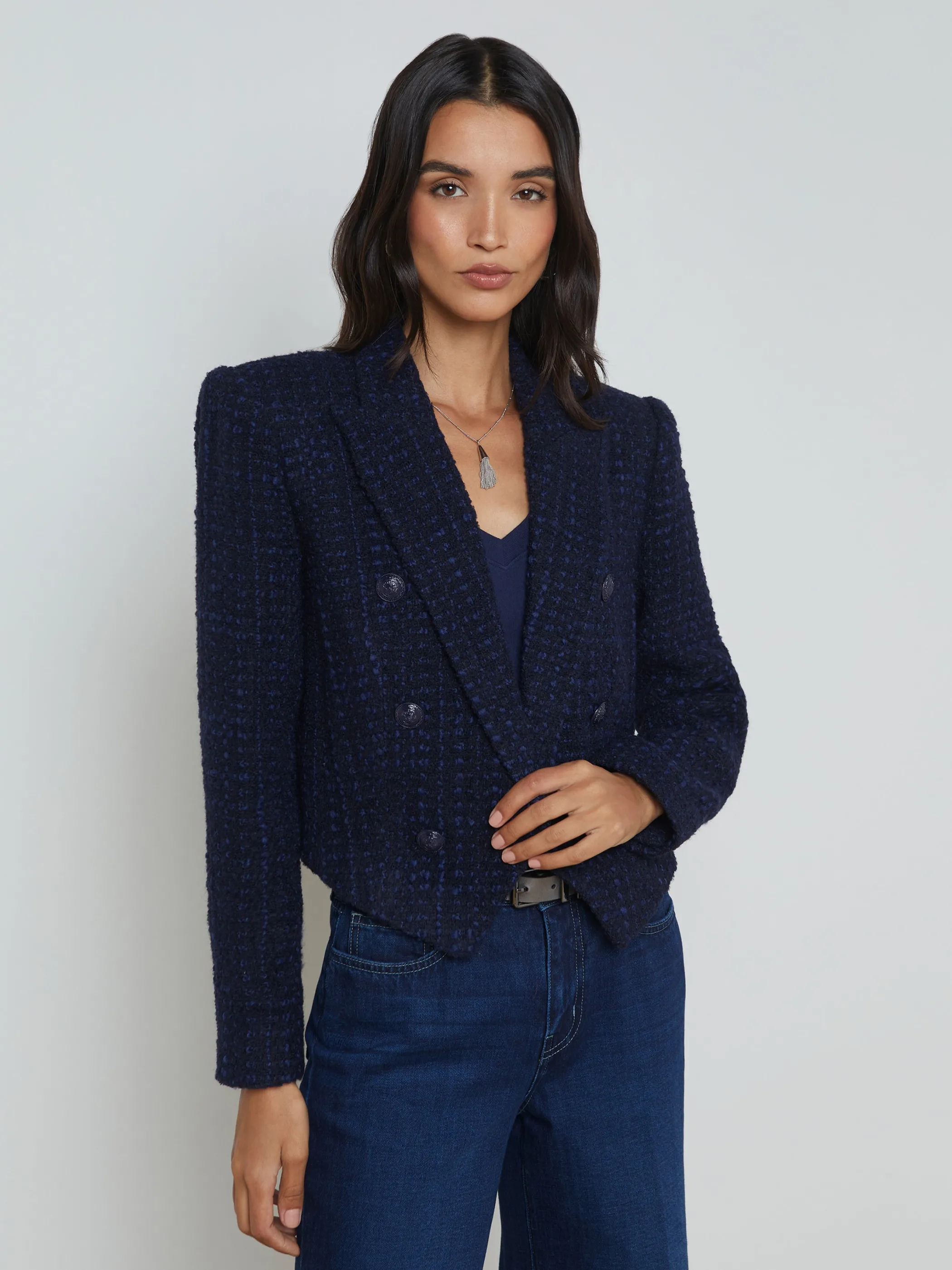 Blazers & Jackets*L'AGENCE LILA OPEN-FRONT BLAZER Midnight/Blue