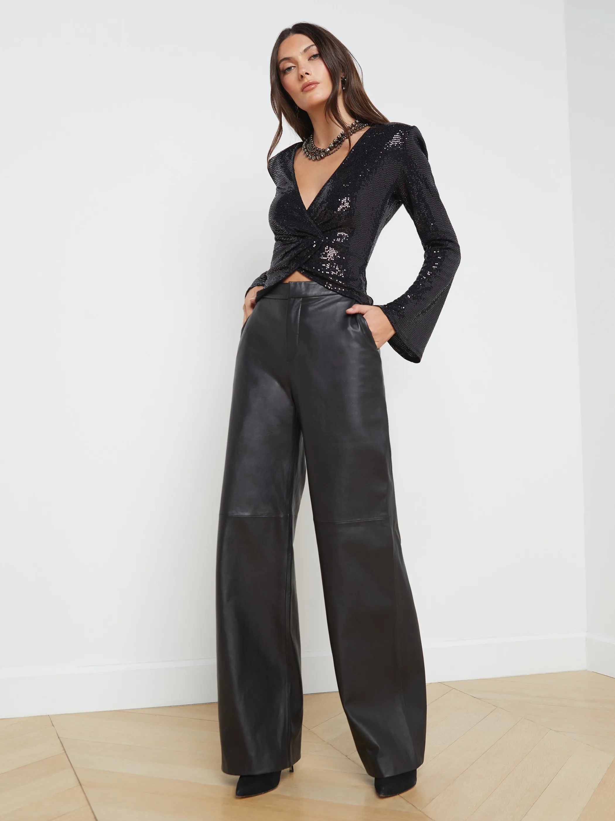 Pants*L'AGENCE LIVVY LEATHER TROUSER Black