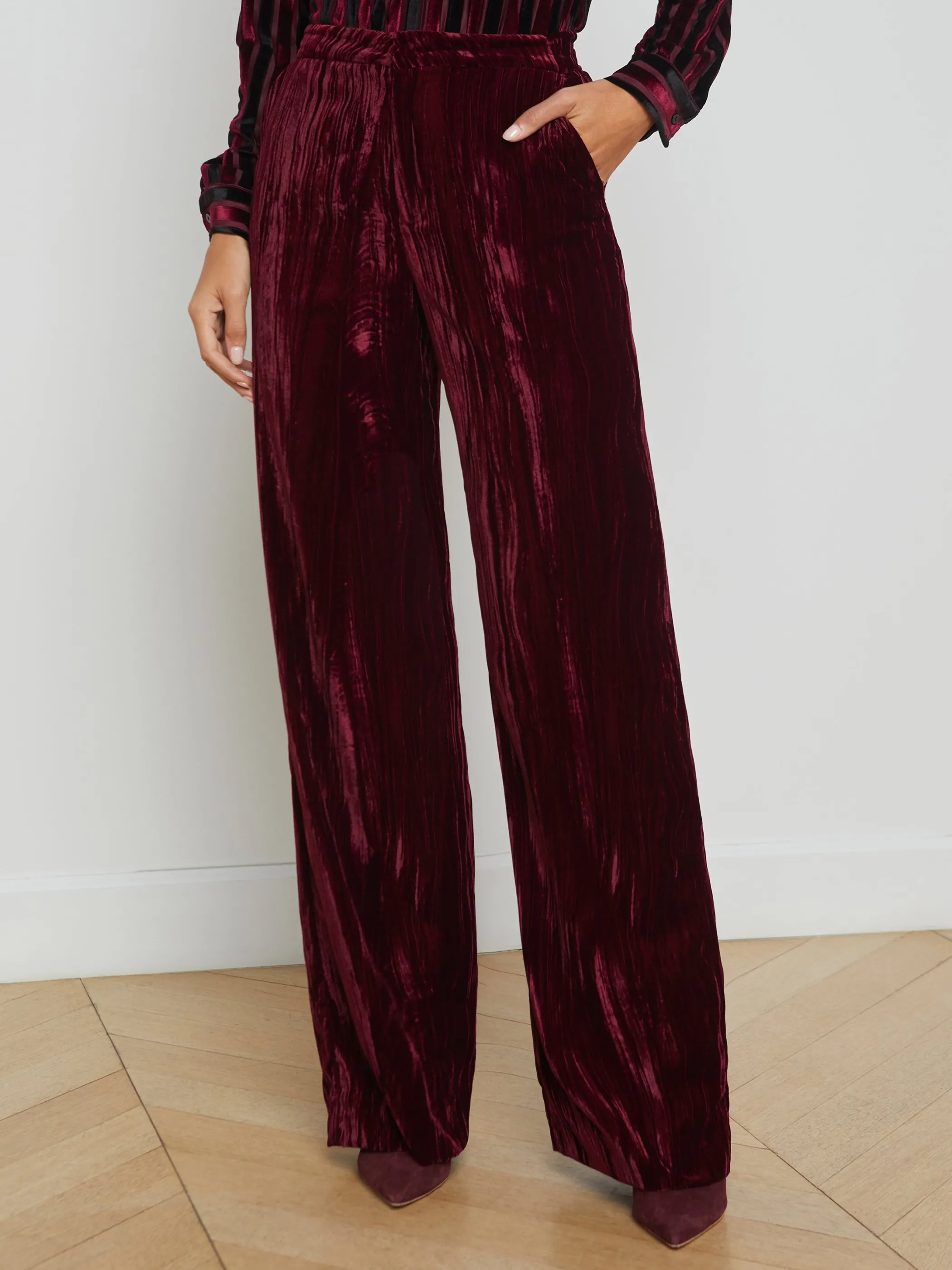 Matching Sets | Pants*L'AGENCE LIVVY VELVET TROUSER DarkPortVelvet