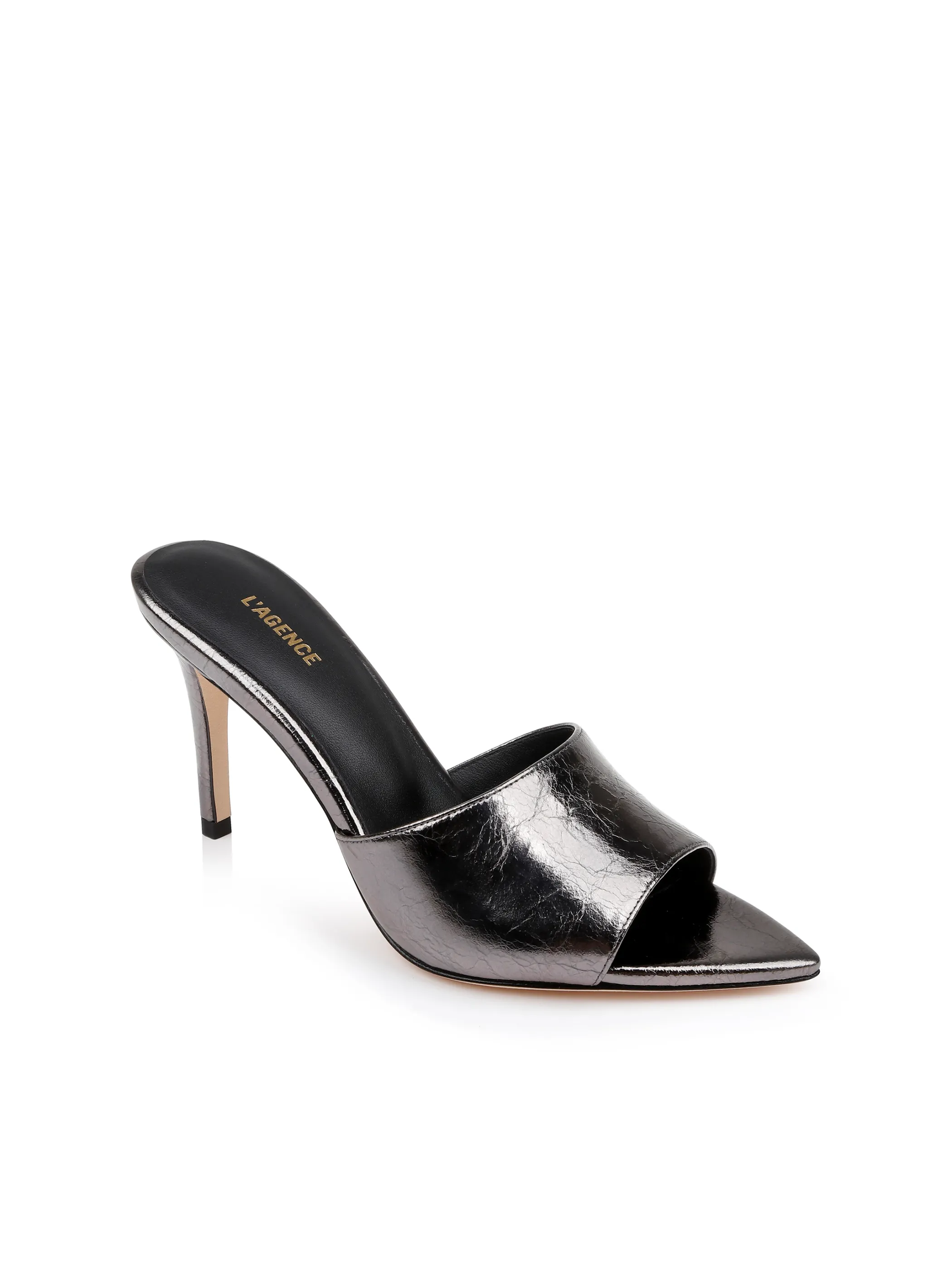 Heels*L'AGENCE LOLITA LEATHER MULE GunmetalLeather