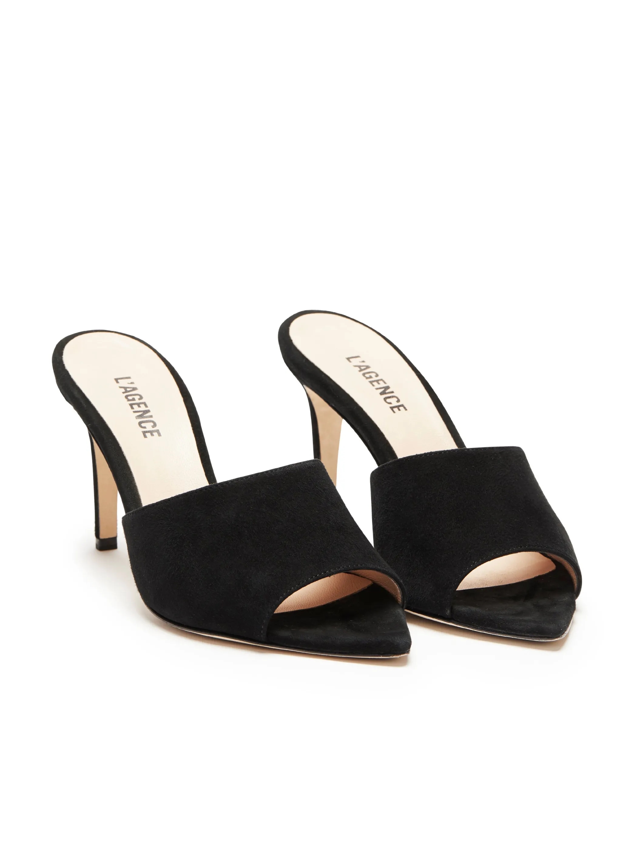 Heels*L'AGENCE LOLITA SUEDE OPEN-TOE MULE BlackSuede