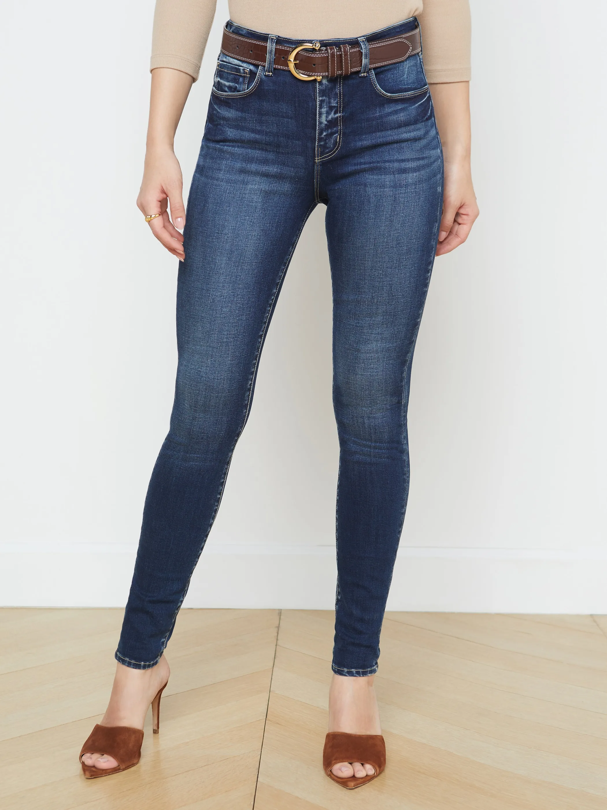 Aged Denim*L'AGENCE MARGUERITE SKINNY JEAN Columbia