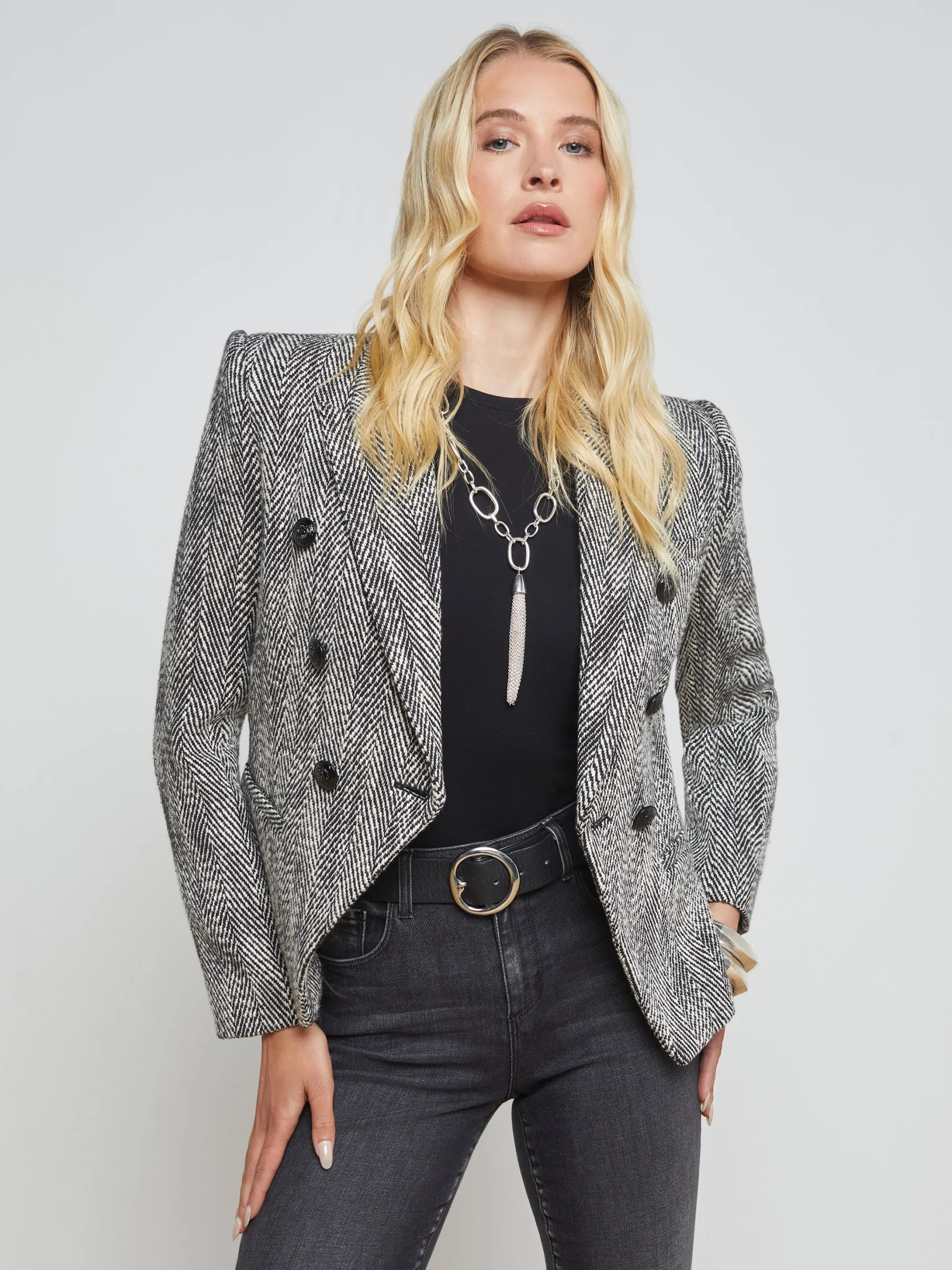 Blazers & Jackets*L'AGENCE MARIE TWEED BLAZER Black/WhiteTweed