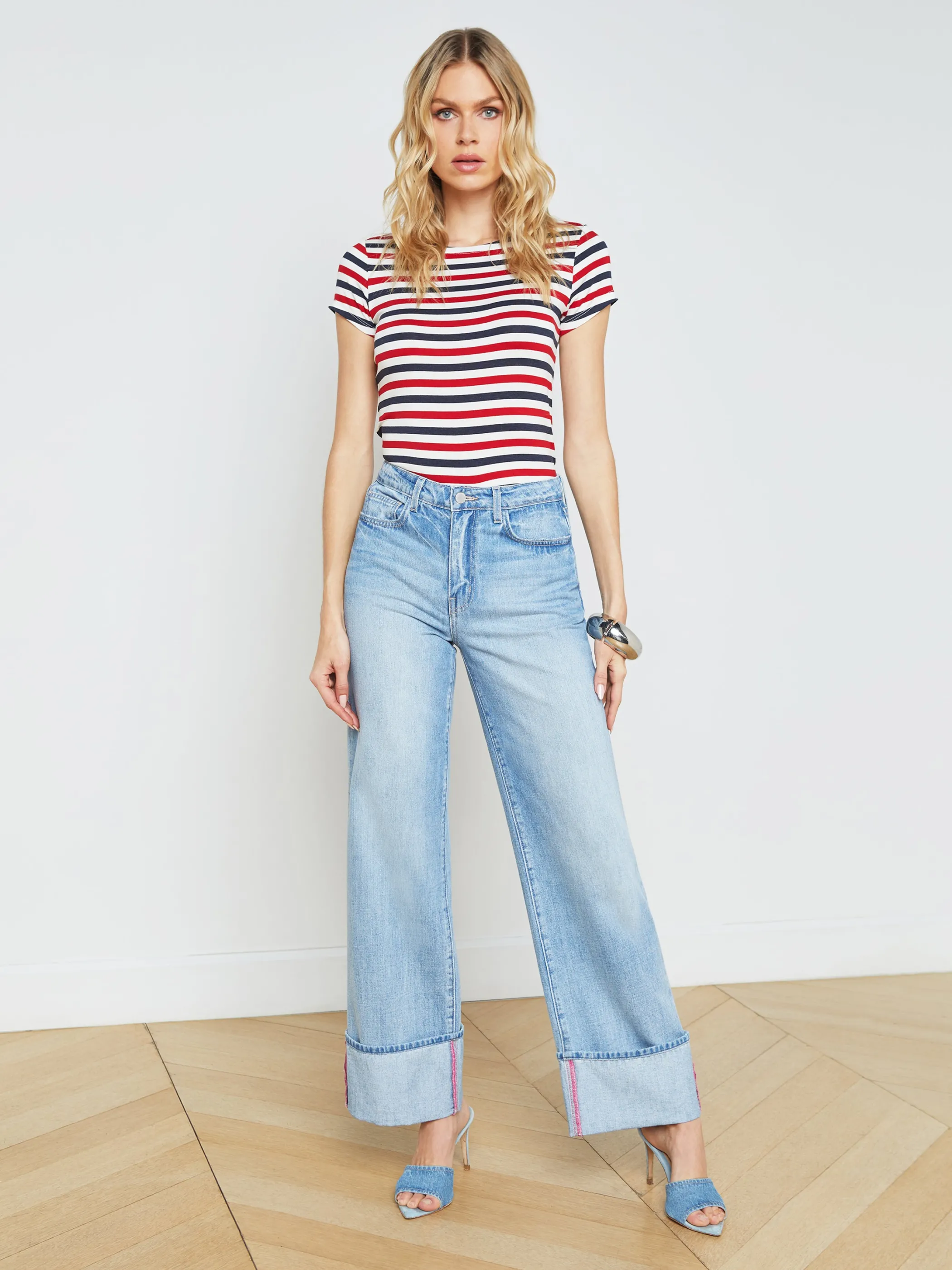 Aged Denim*L'AGENCE MILEY CUFFED WIDE-LEG JEAN Emerson