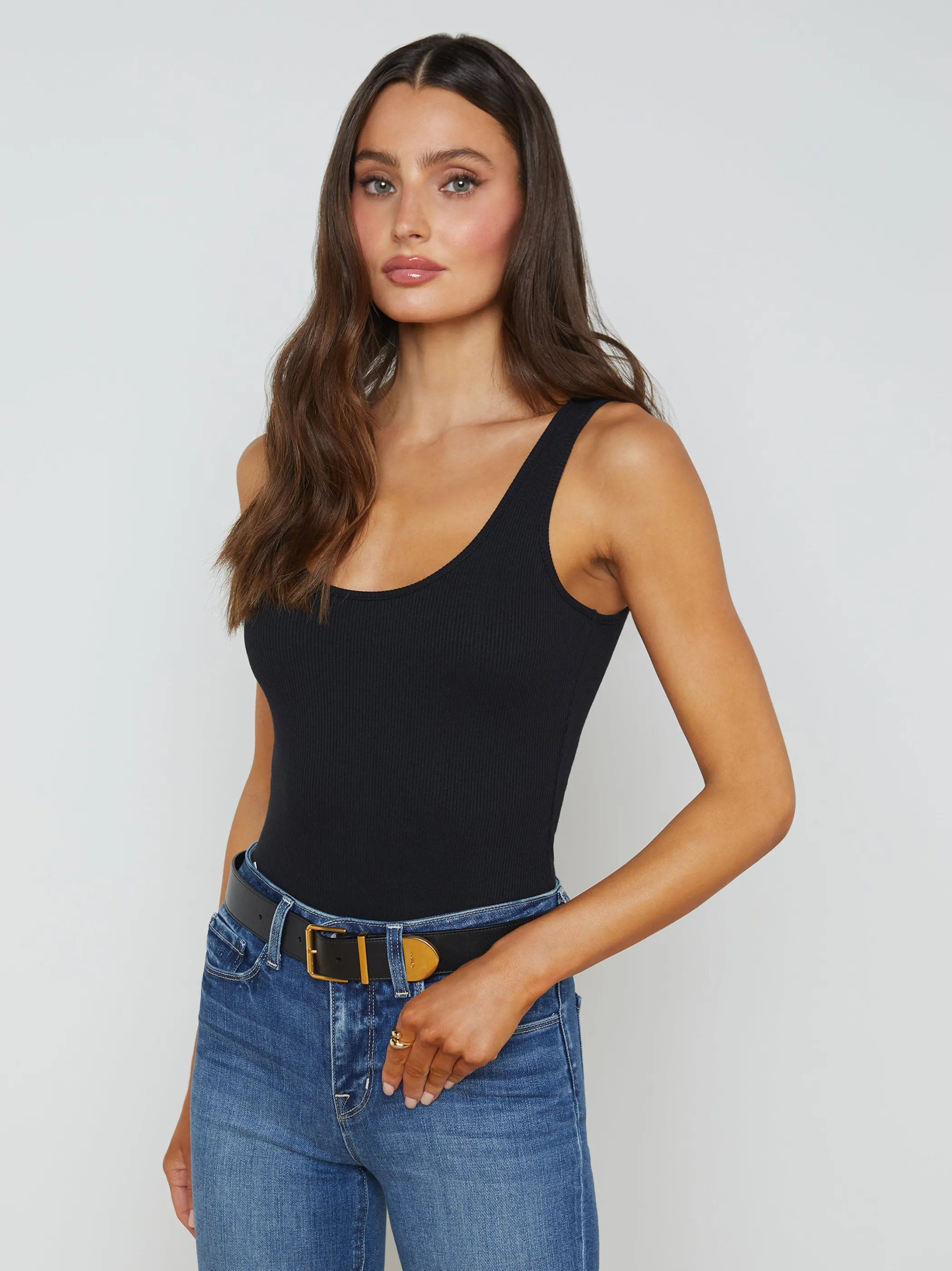 Camisoles & Tanks | Blouses & Tops*L'AGENCE NICA SCOOPNECK BODYSUIT Black