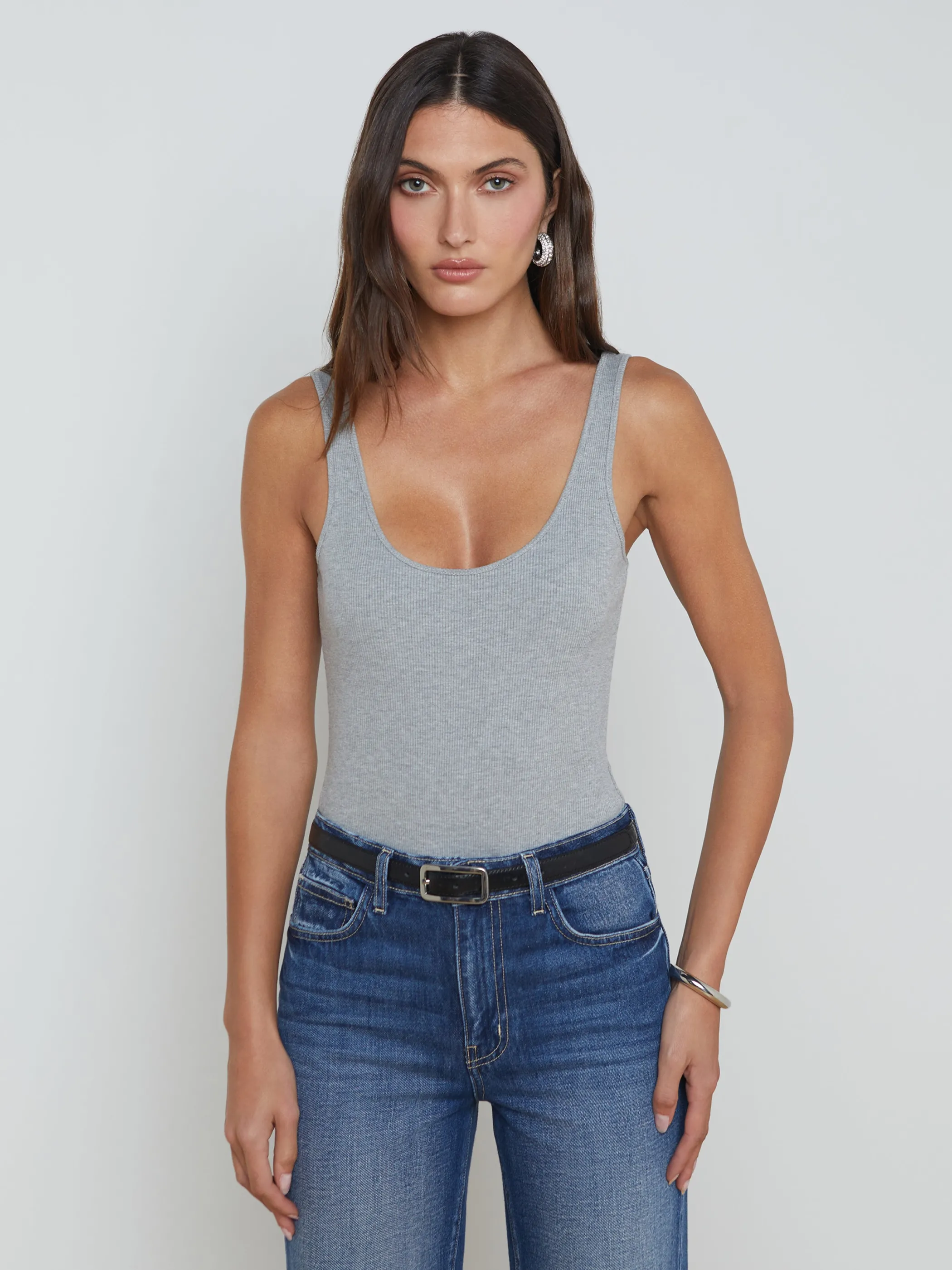 Camisoles & Tanks | Blouses & Tops*L'AGENCE NICA SCOOPNECK BODYSUIT HeatherGrey