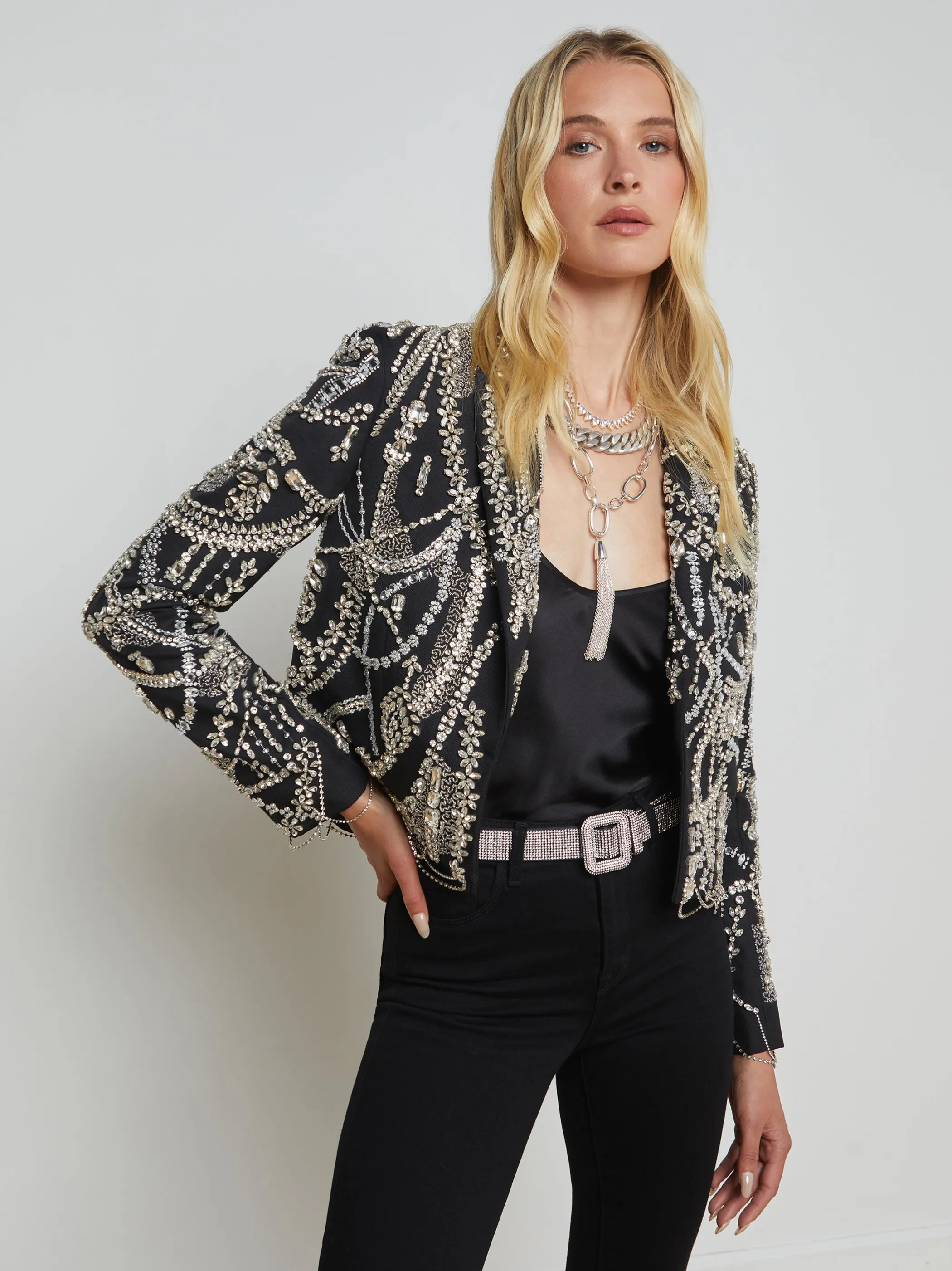 Blazers & Jackets*L'AGENCE NOELY CRYSTAL BLAZER Black/ClearCrystal