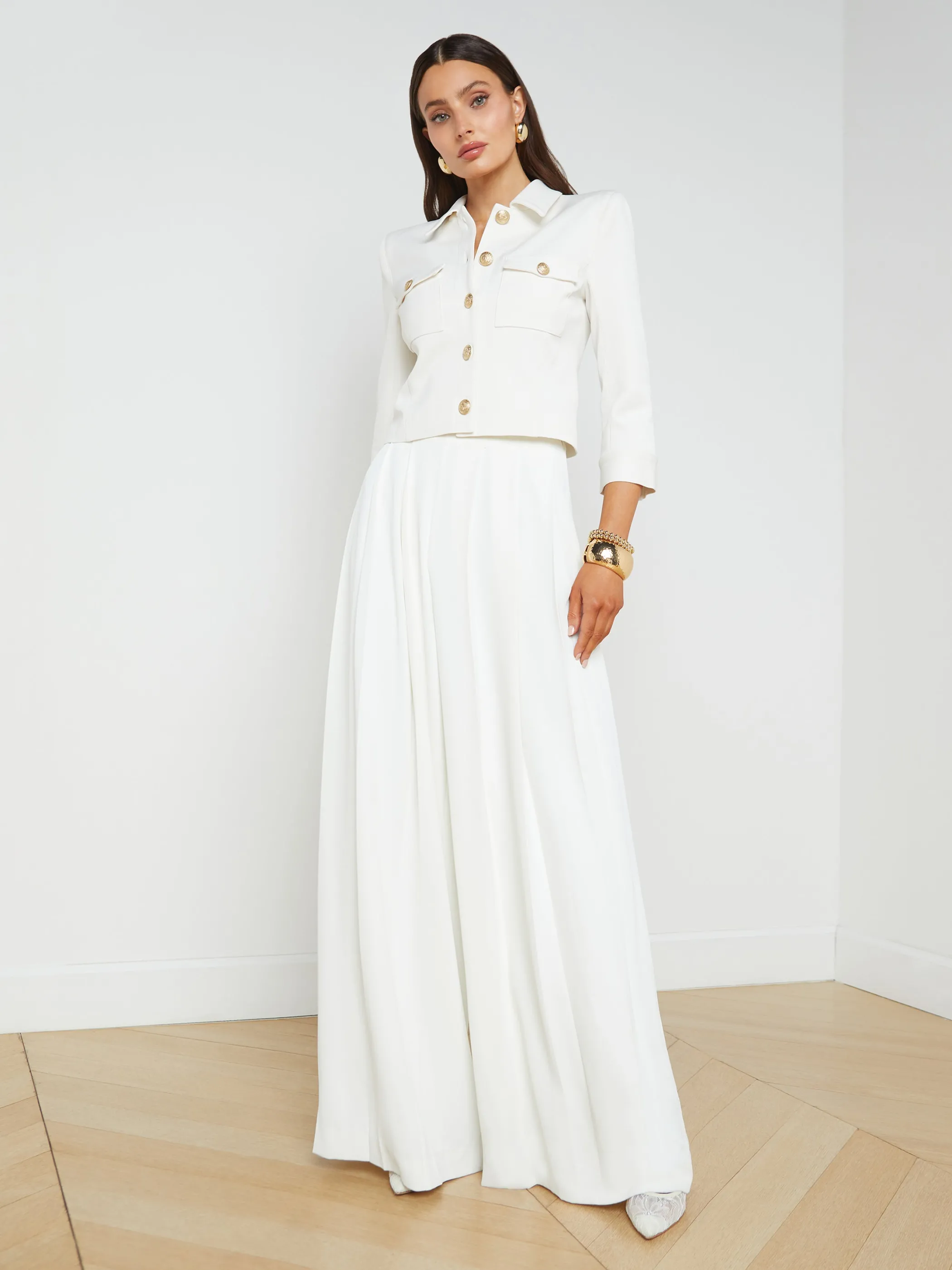 Pants*L'AGENCE NOVA PLEATED WIDE-LEG PANT Ivory