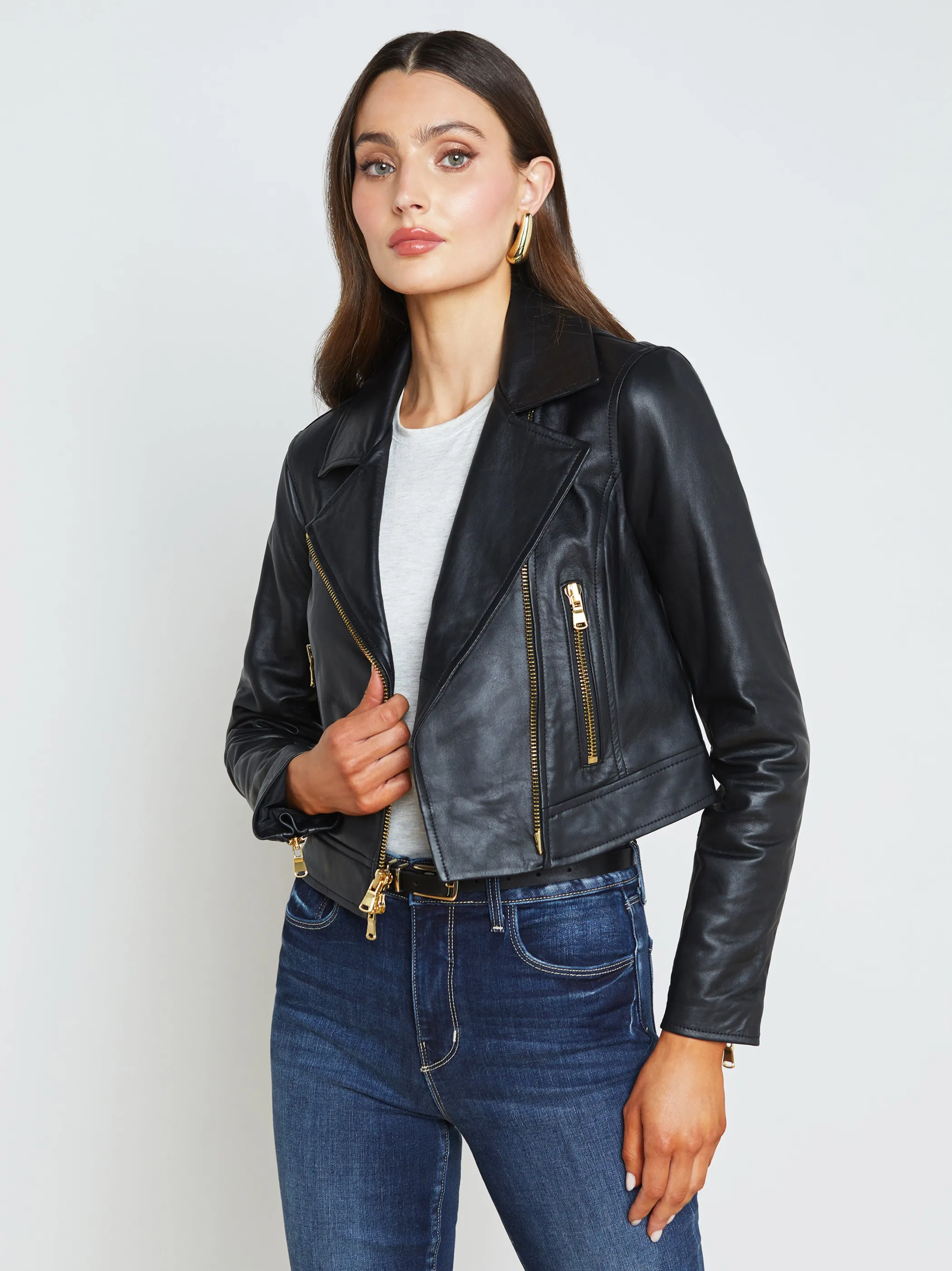 Outerwear | Blazers & Jackets*L'AGENCE ONNA LEATHER JACKET Black