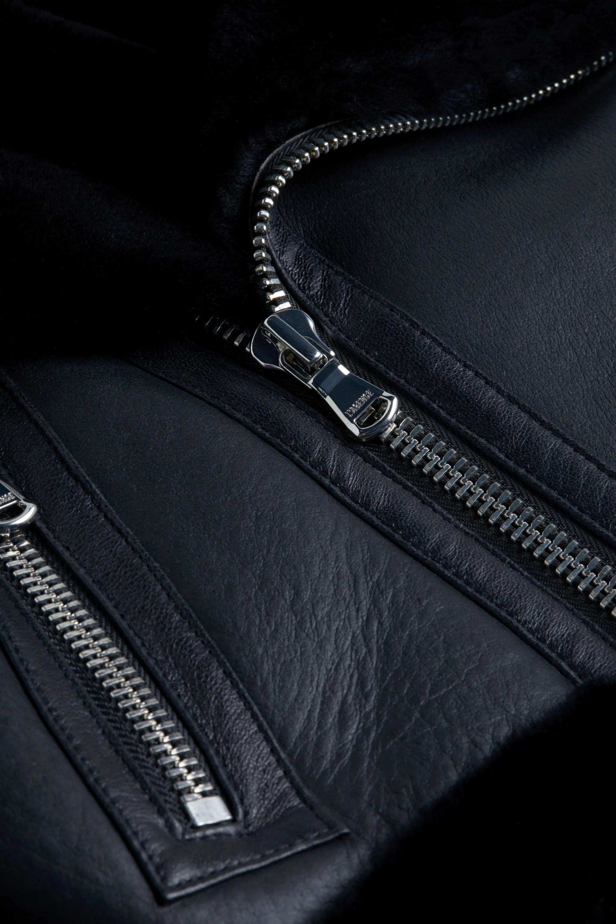 Outerwear | Blazers & Jackets*L'AGENCE PIKE SHEARLING LEATHER JACKET Black