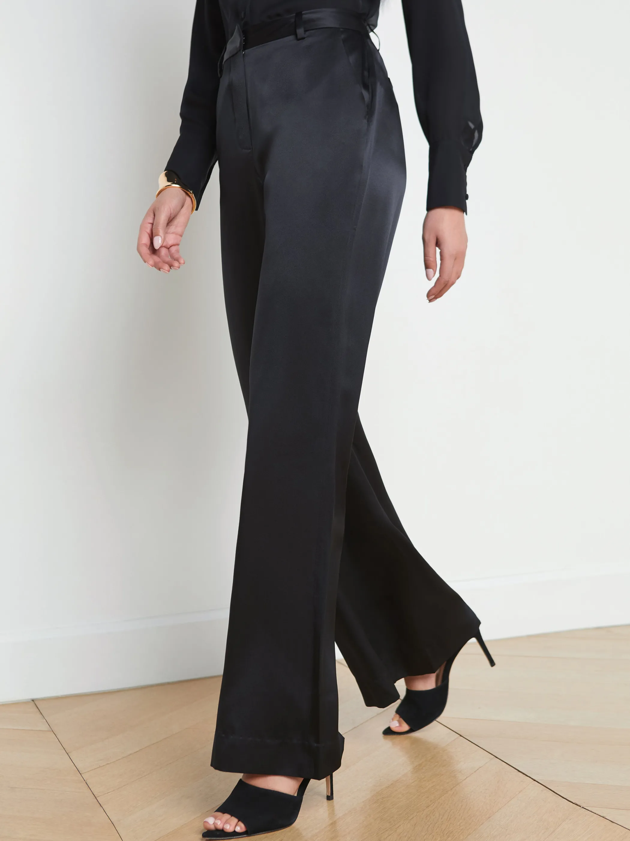 Matching Sets | Pants*L'AGENCE PILAR SILK WIDE-LEG PANT BlackSilk