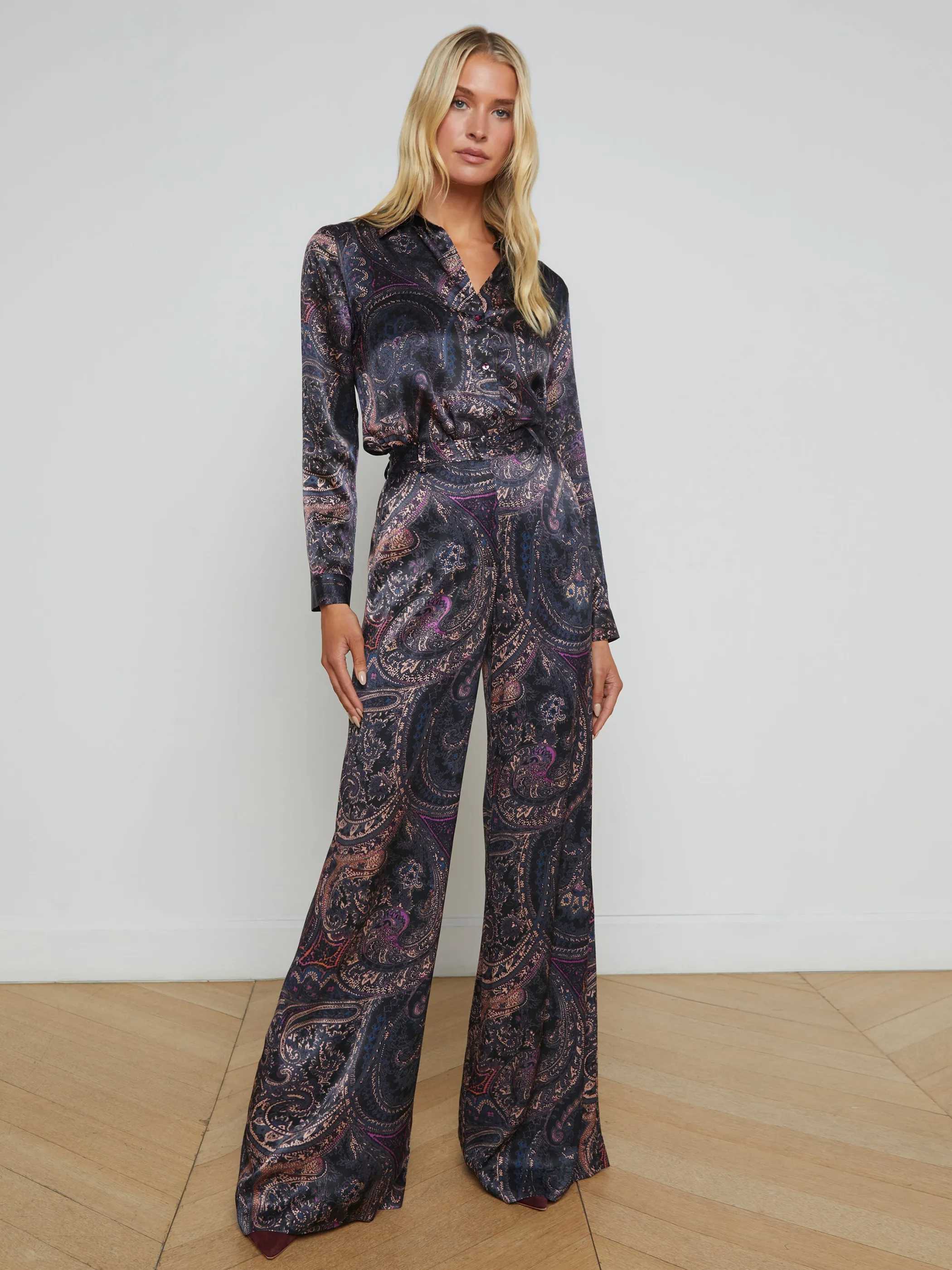 Matching Sets | Pants*L'AGENCE PILAR WIDE-LEG PANT PlumMultiBoutePaisley