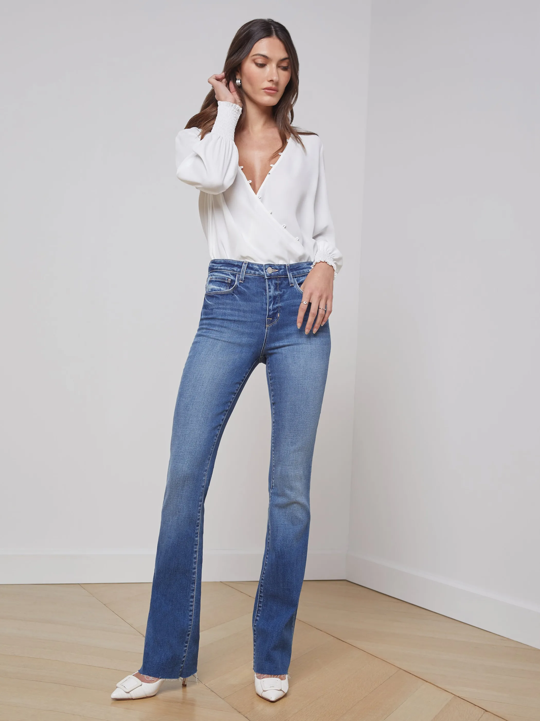 Aged Denim*L'AGENCE RUTH STRAIGHT-LEG JEAN Cambridge