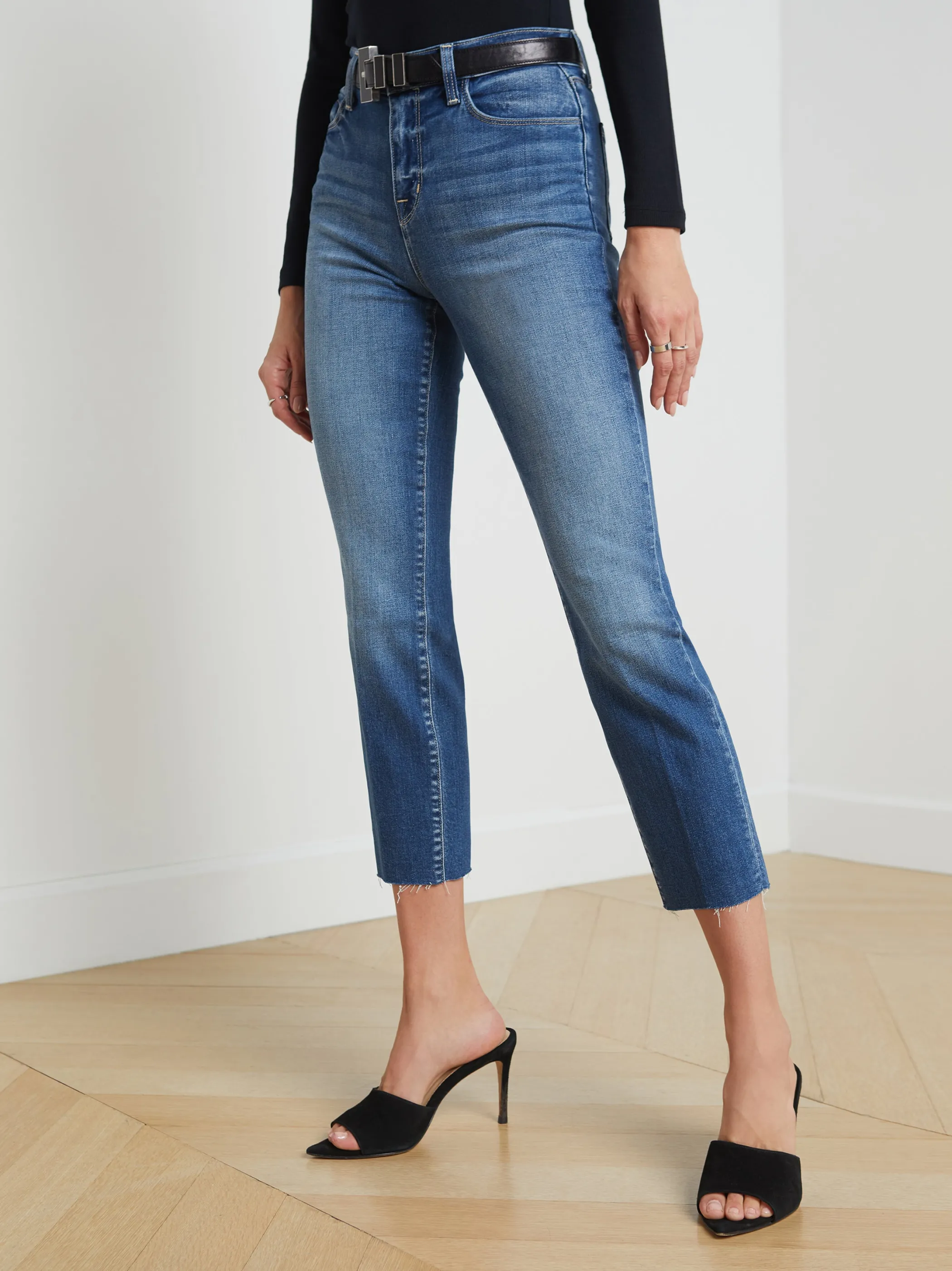 Aged Denim*L'AGENCE SADA SLIM-LEG CROPPED JEAN Cambridge