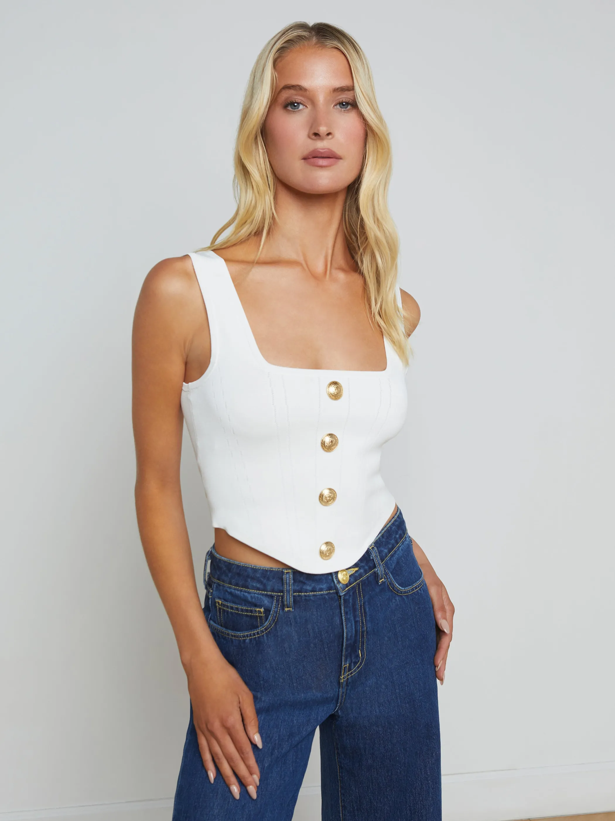 Blouses & Tops*L'AGENCE SAGA TOP Ivory/Gold