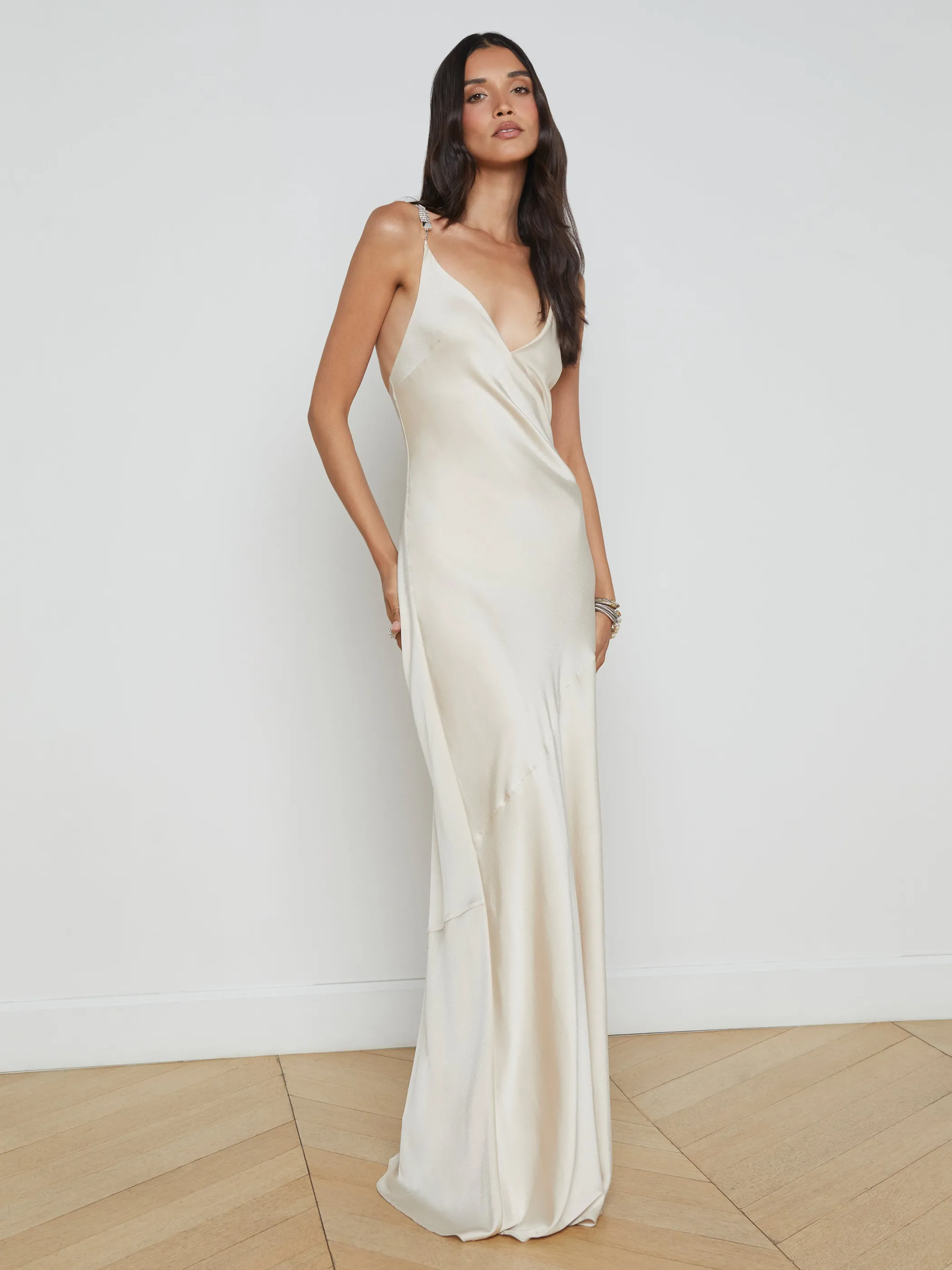 Dresses & Jumpsuits*L'AGENCE SAINT CRYSTAL STRAP GOWN Champagne