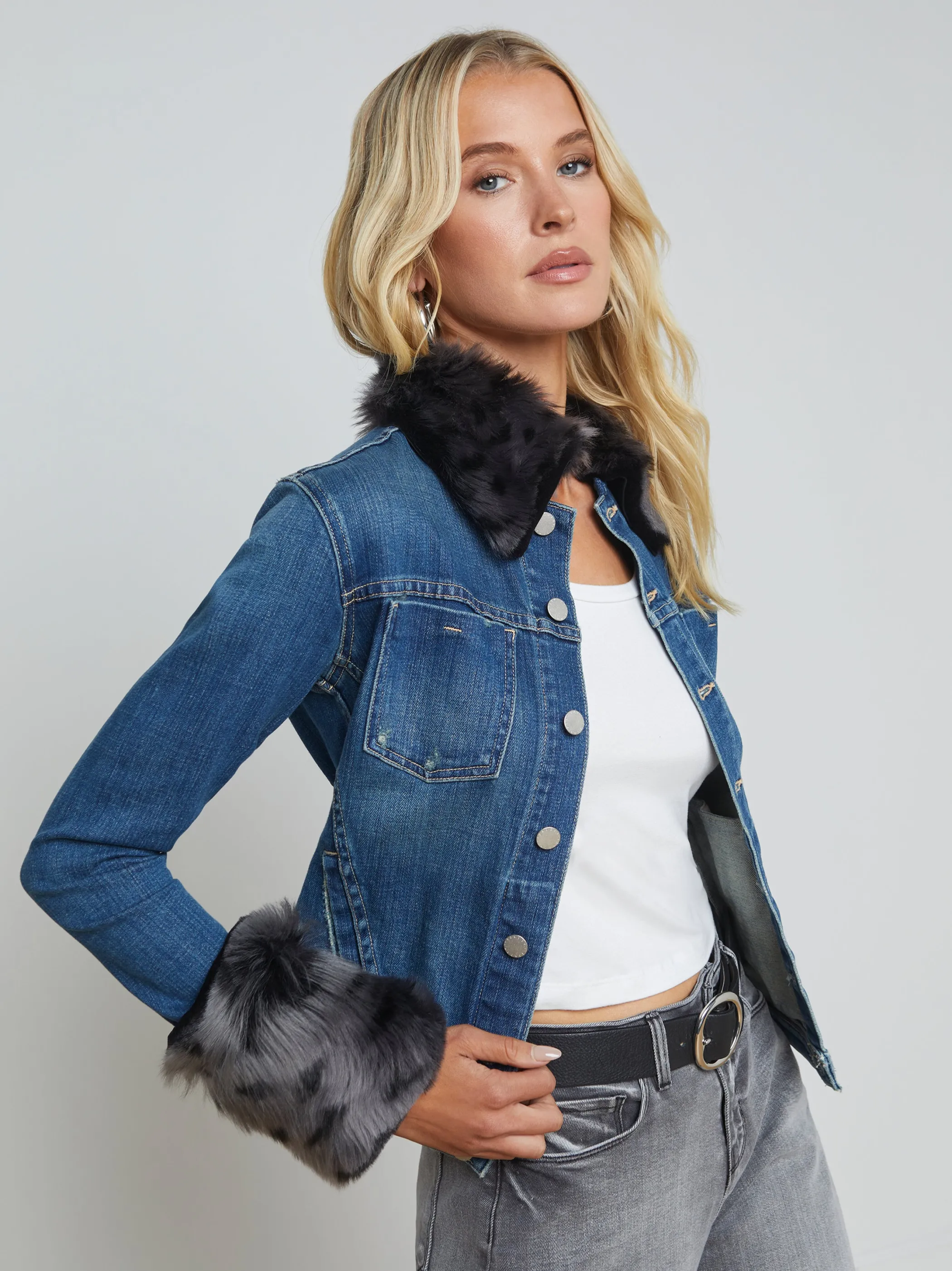 Denim Jackets | Blazers & Jackets*L'AGENCE SHEA SHEARLING DENIM JACKET Authentique