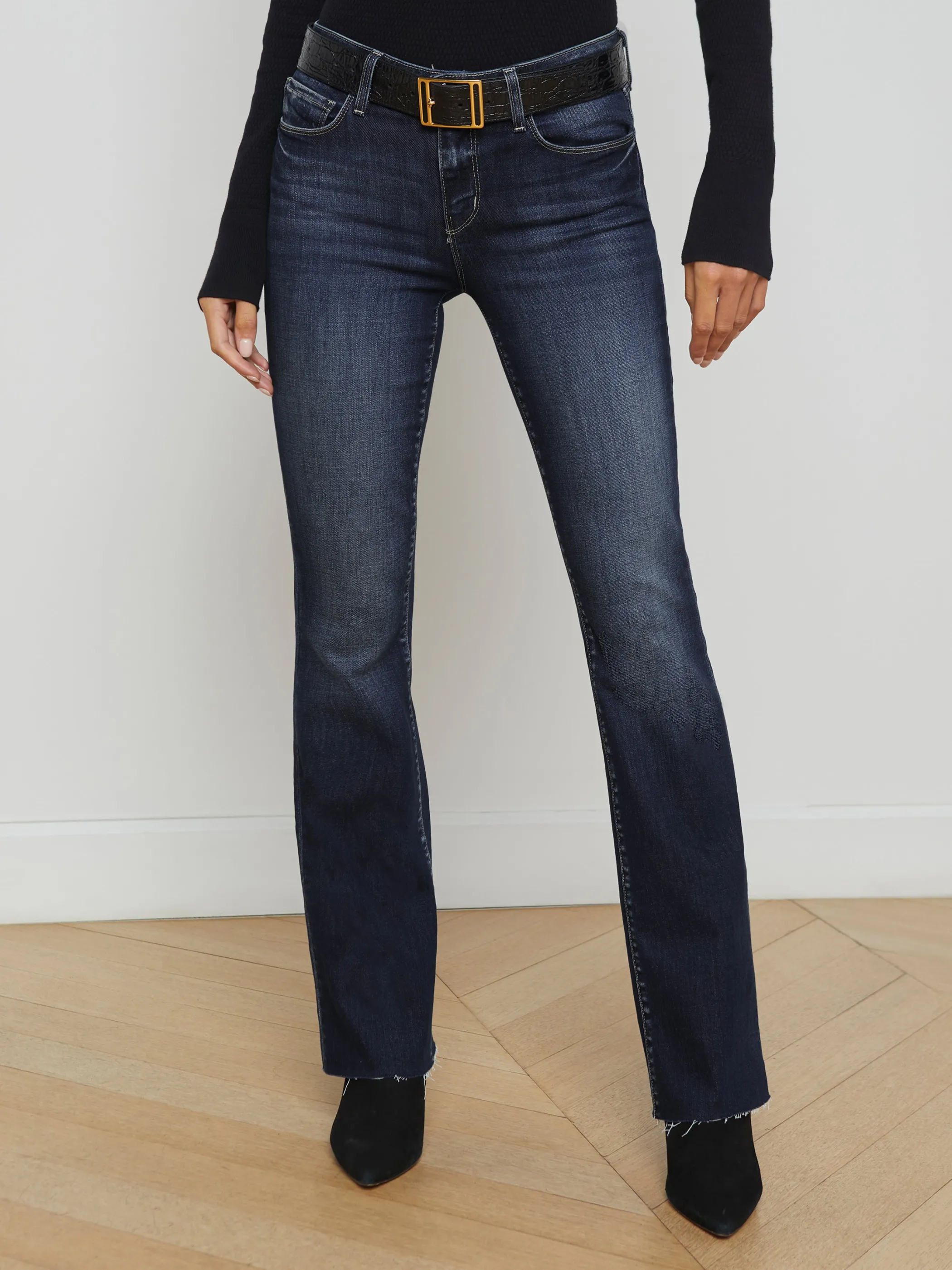 Aged Denim*L'AGENCE SNEEKI LOW-RISE STRAIGHT-LEG JEAN Crest