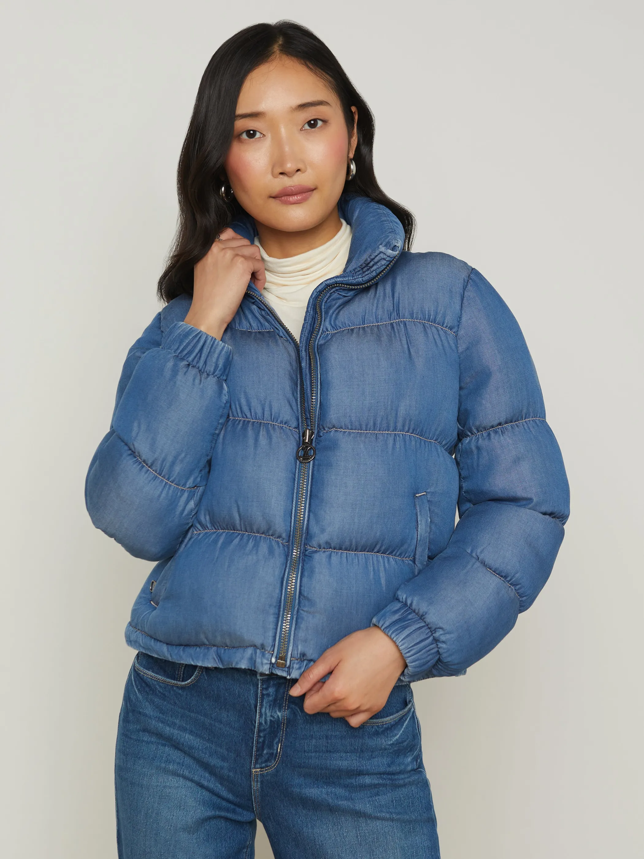 Outerwear | Blazers & Jackets*L'AGENCE STOWE DENIM DOWN PUFFER JACKET MediumWash