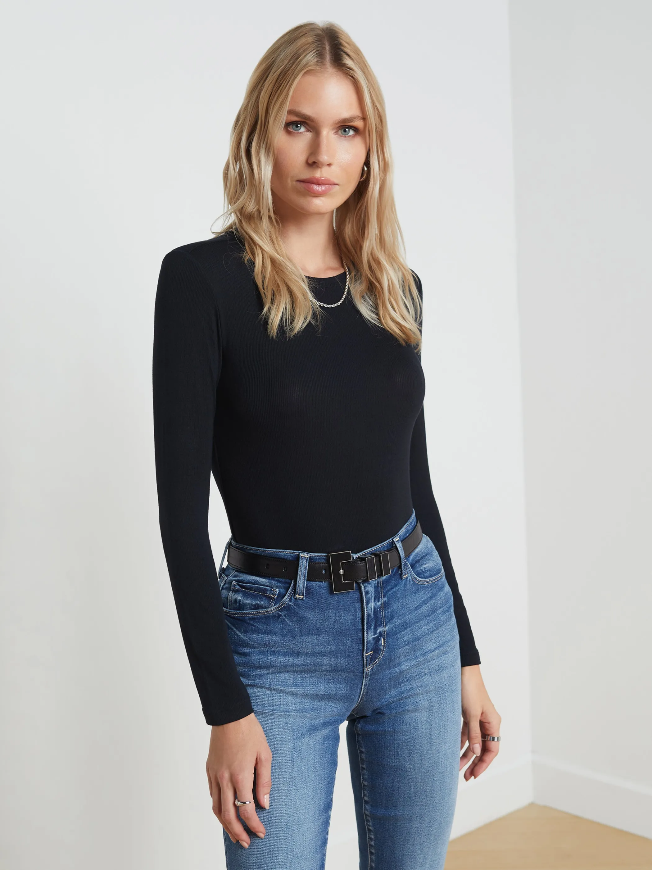 Tees*L'AGENCE TESS LONG SLEEVE TEE BlackMicroModal