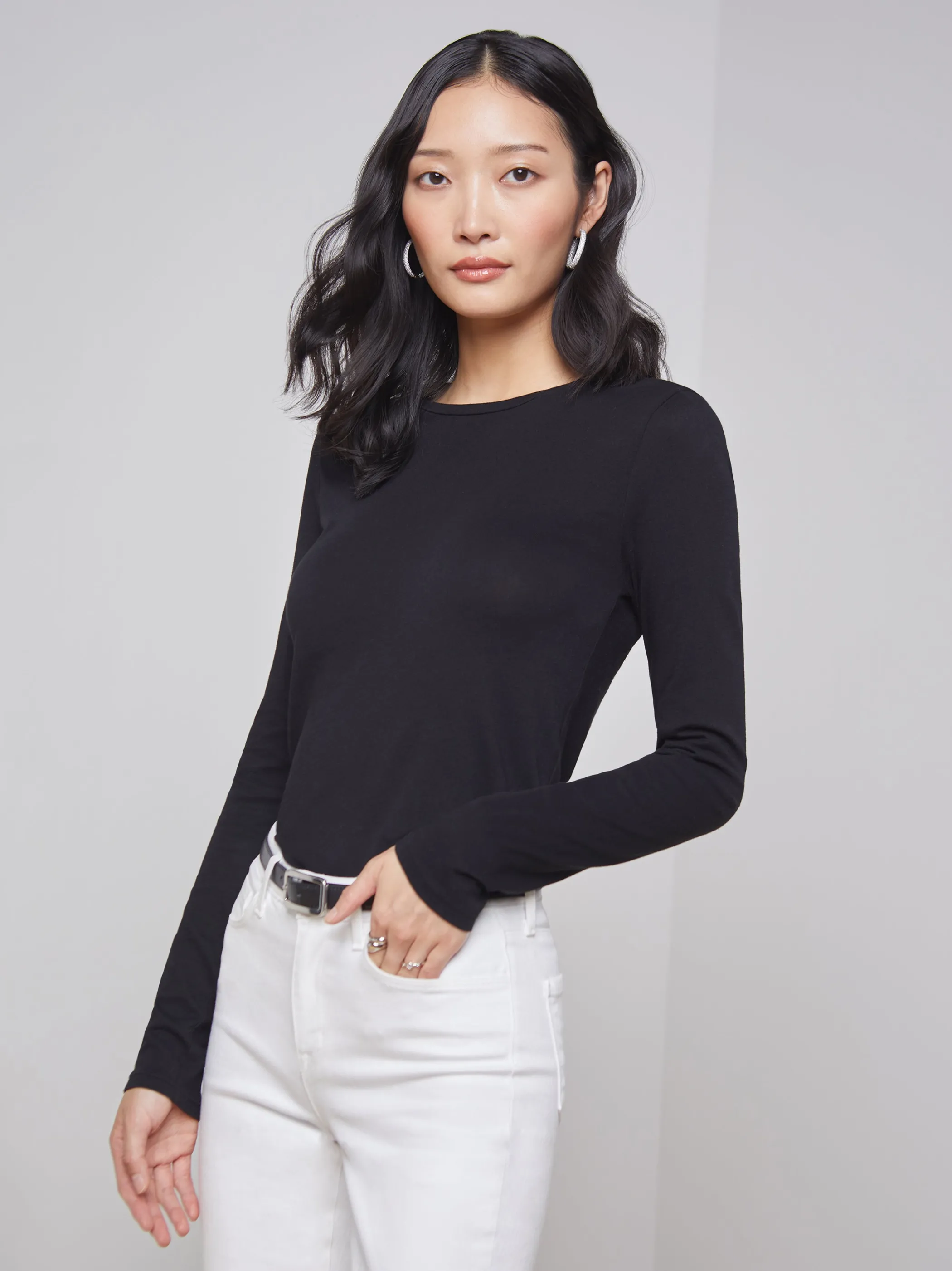 Tees*L'AGENCE TESS LONG SLEEVE TEE Black