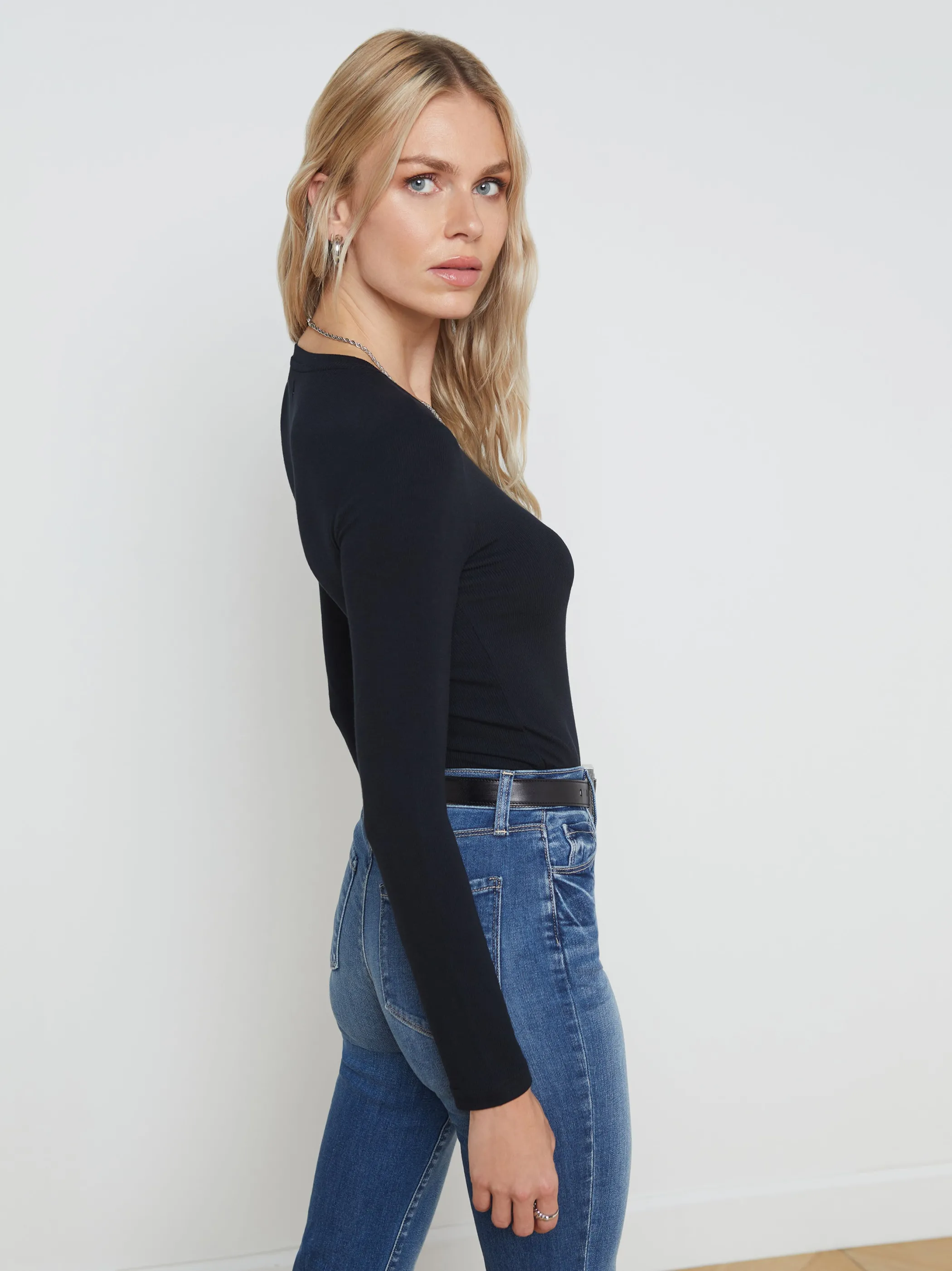 Tees*L'AGENCE TESS LONG SLEEVE TEE BlackMicroModal