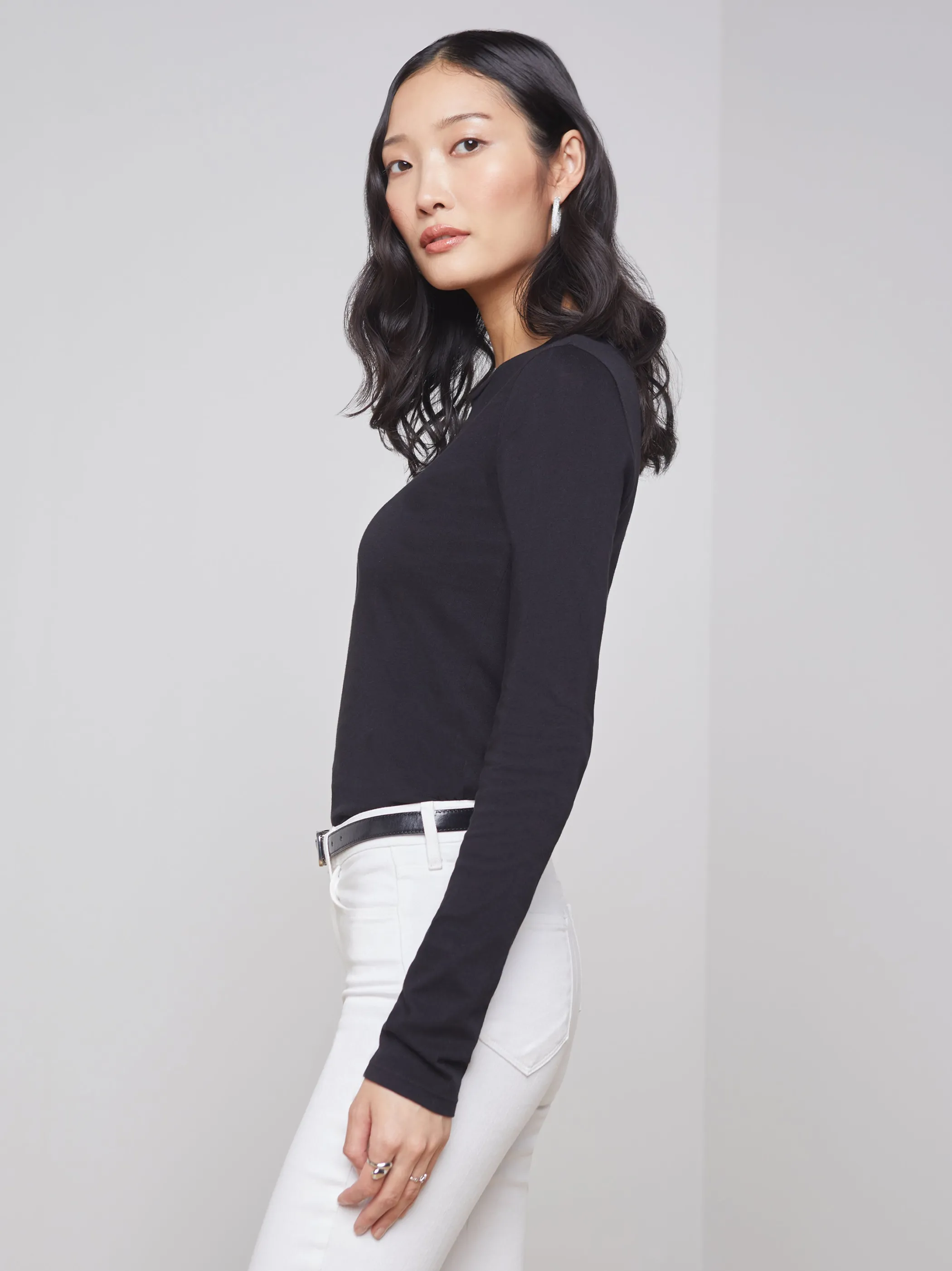 Tees*L'AGENCE TESS LONG SLEEVE TEE Black