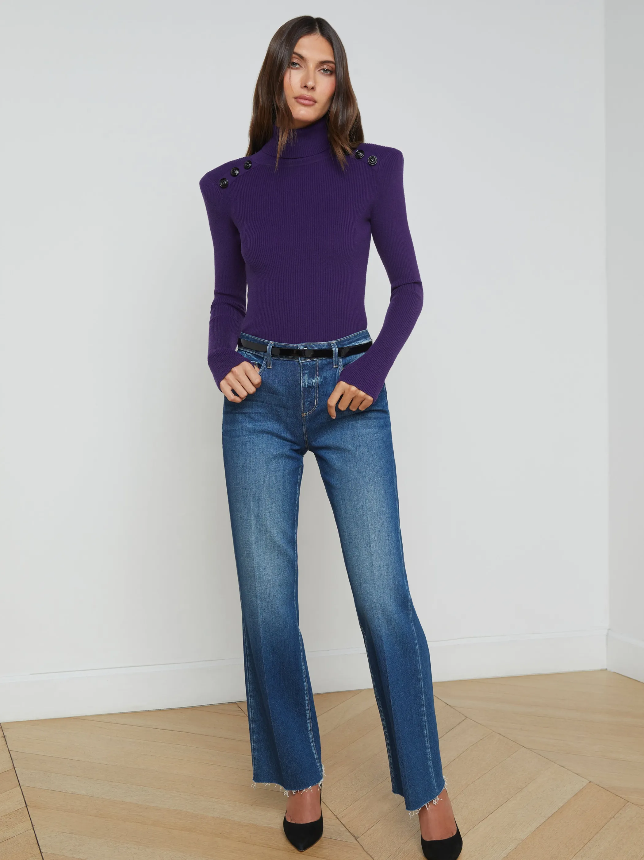 New Denim*L'AGENCE TIANA RAW-HEM WIDE-LEG JEAN Ladera