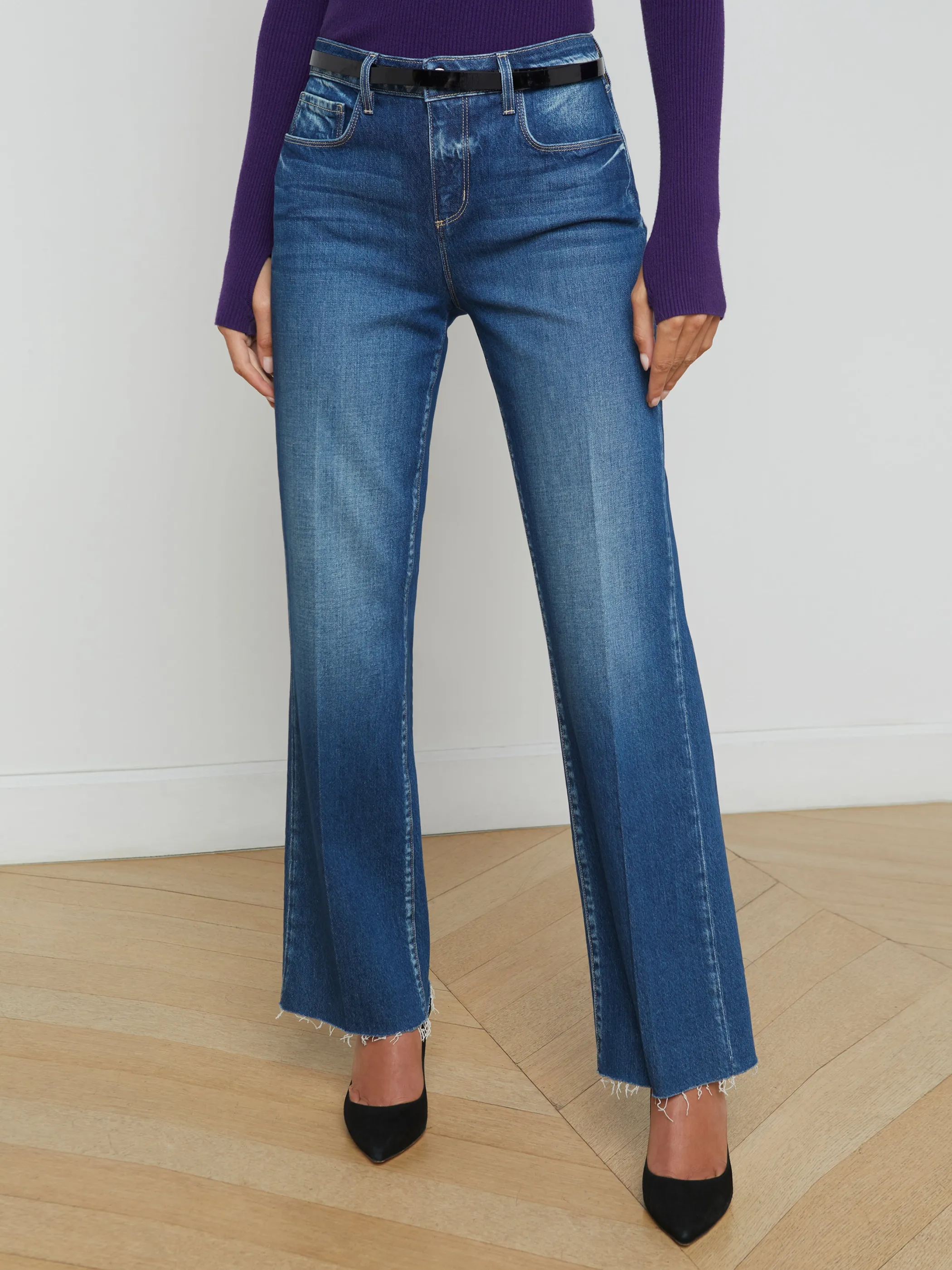 New Denim*L'AGENCE TIANA RAW-HEM WIDE-LEG JEAN Ladera