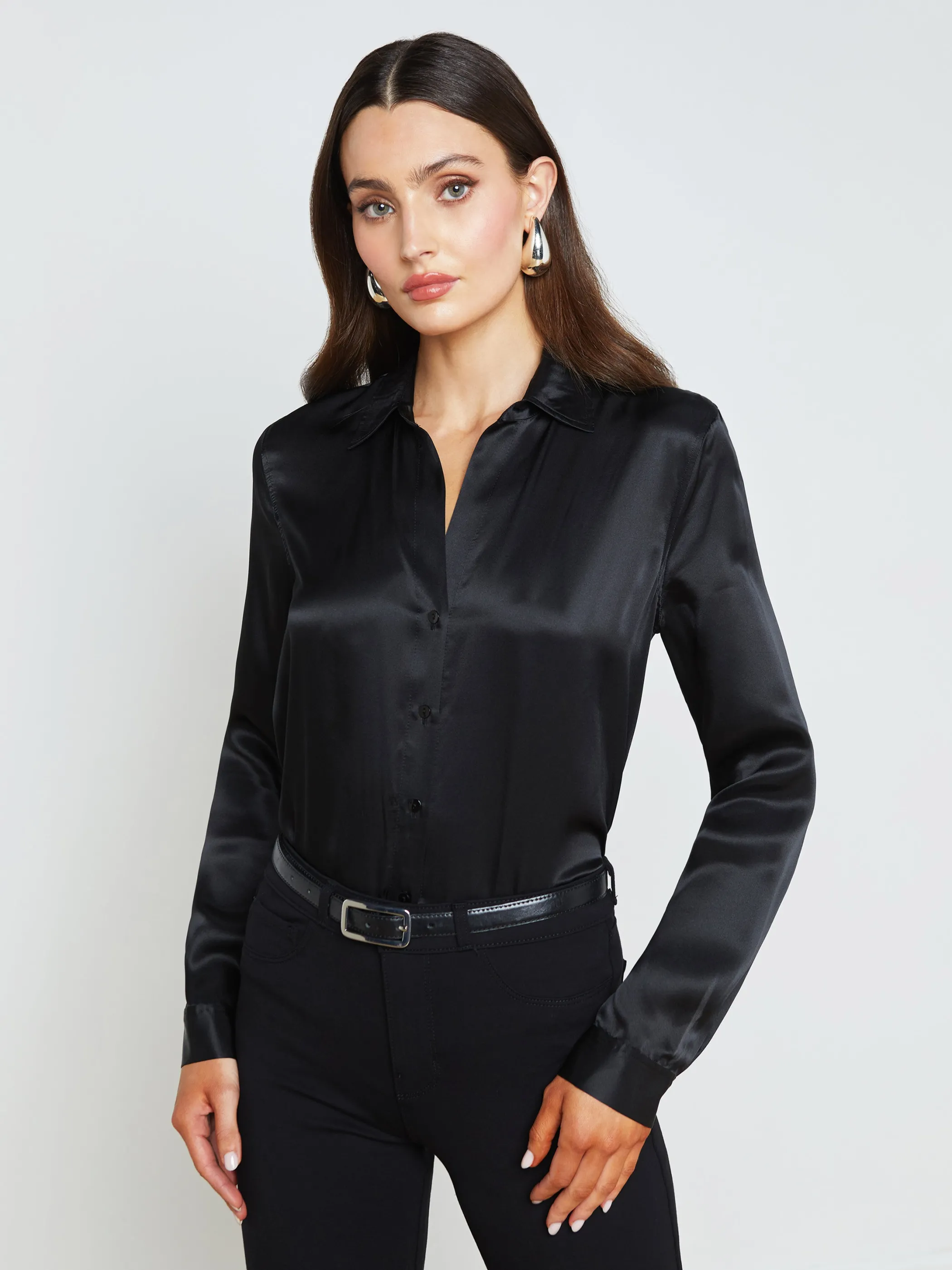 Blouses & Tops*L'AGENCE TYLER SILK BLOUSE Black