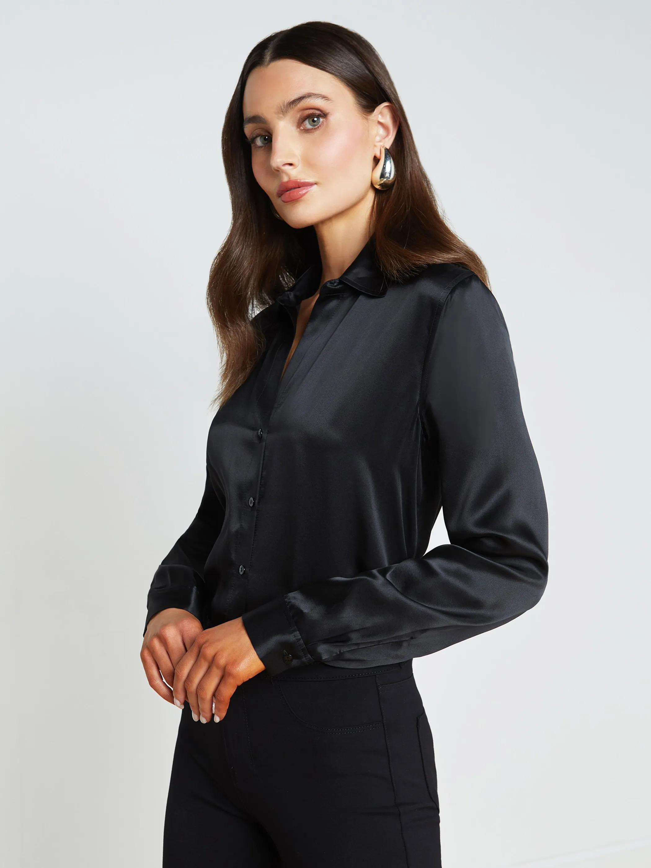 Blouses & Tops*L'AGENCE TYLER SILK BLOUSE Black