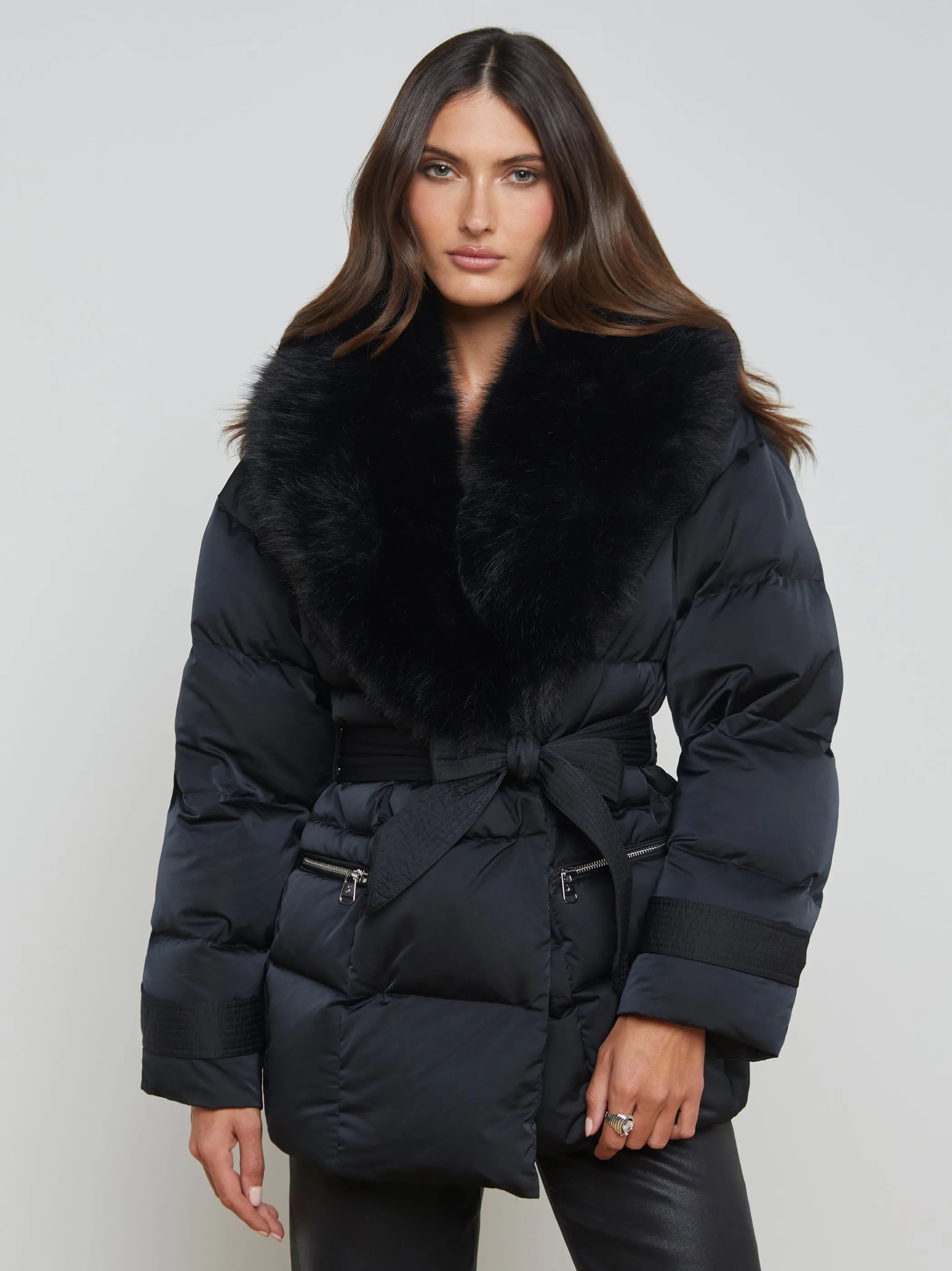 Outerwear | Blazers & Jackets*L'AGENCE VAIL FAUX FUR DOWN COAT Black