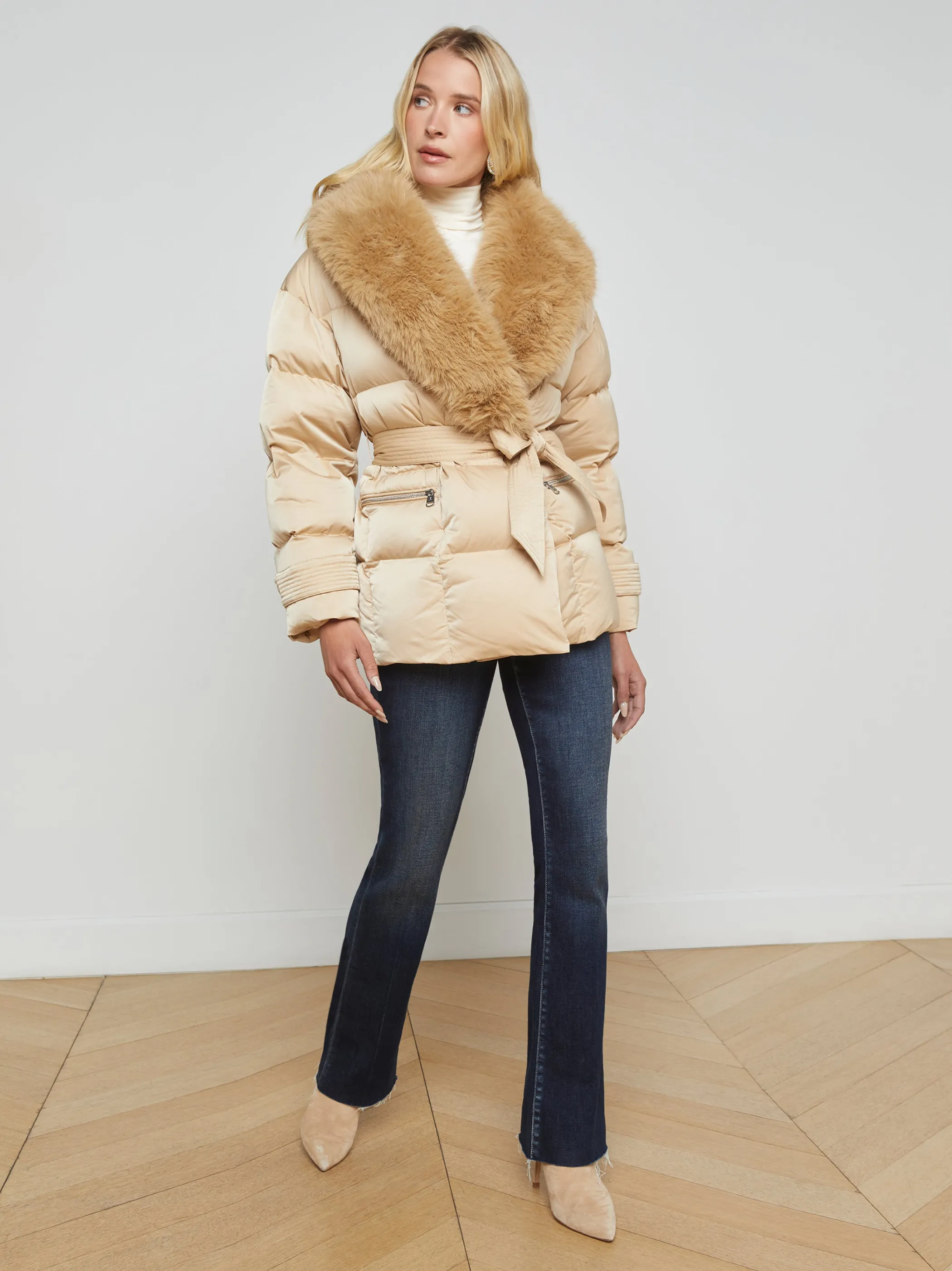 Outerwear | Blazers & Jackets*L'AGENCE VAIL FAUX FUR DOWN COAT Almond